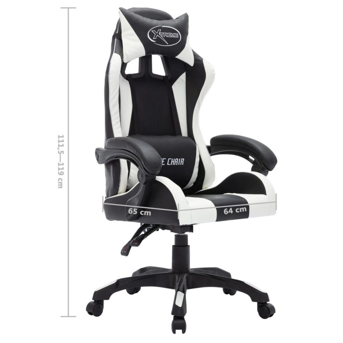 VIDAXL Fauteuil de jeux video avec LED RVB Blanc et noir Similicuir