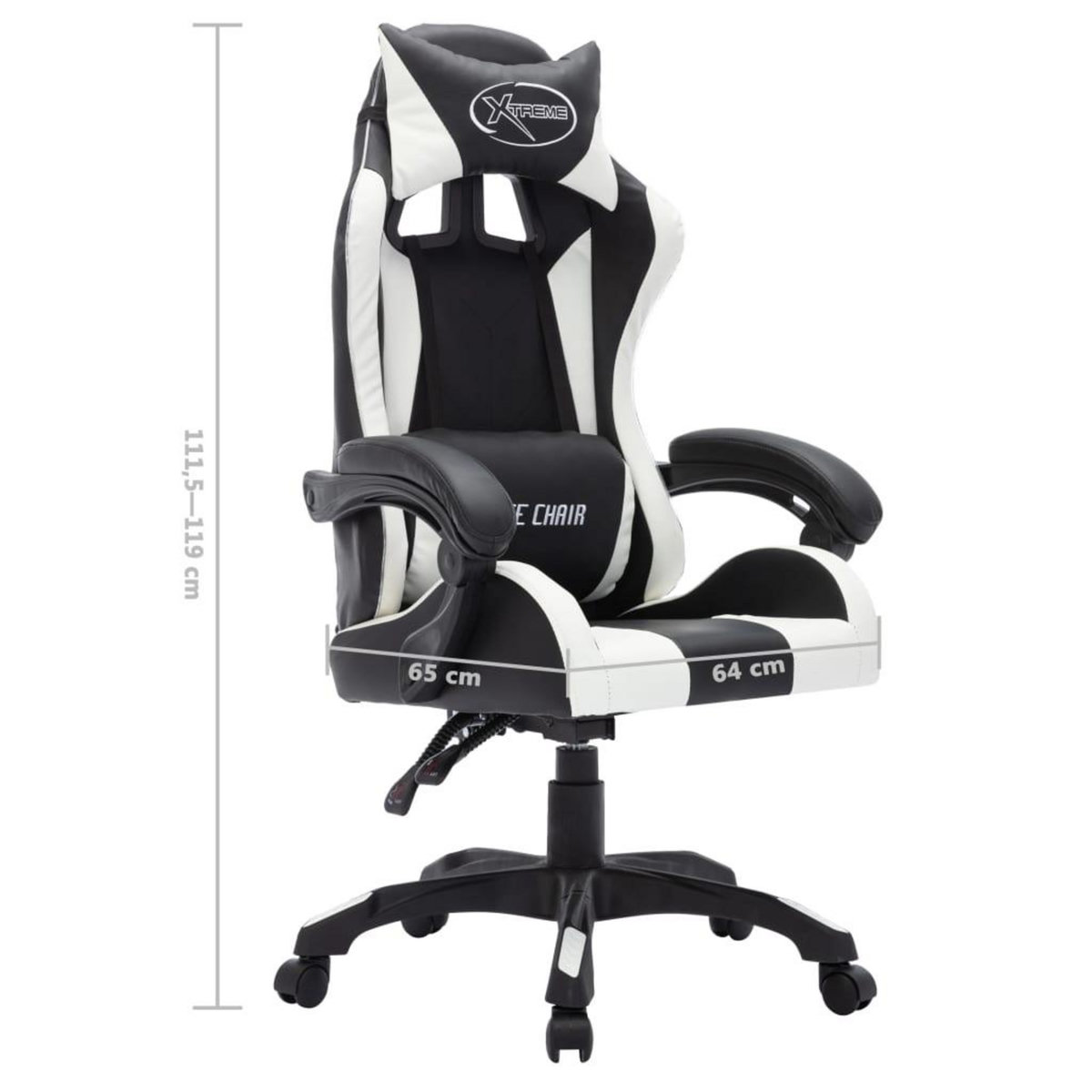 VIDAXL Fauteuil de jeux video avec LED RVB Blanc et noir Similicuir