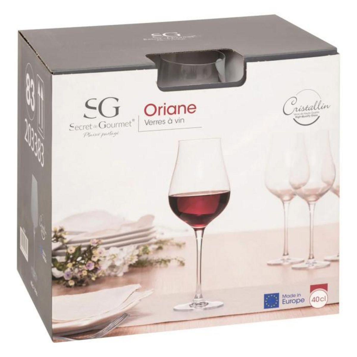 SECRET DE GOURMET Lot de 6 Verres à Vin  Oriane  40cl Transparent