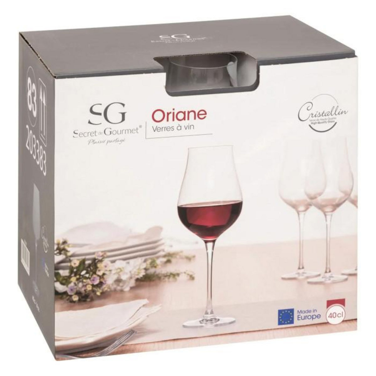 SECRET DE GOURMET Lot de 6 Verres à Vin  Oriane  40cl Transparent