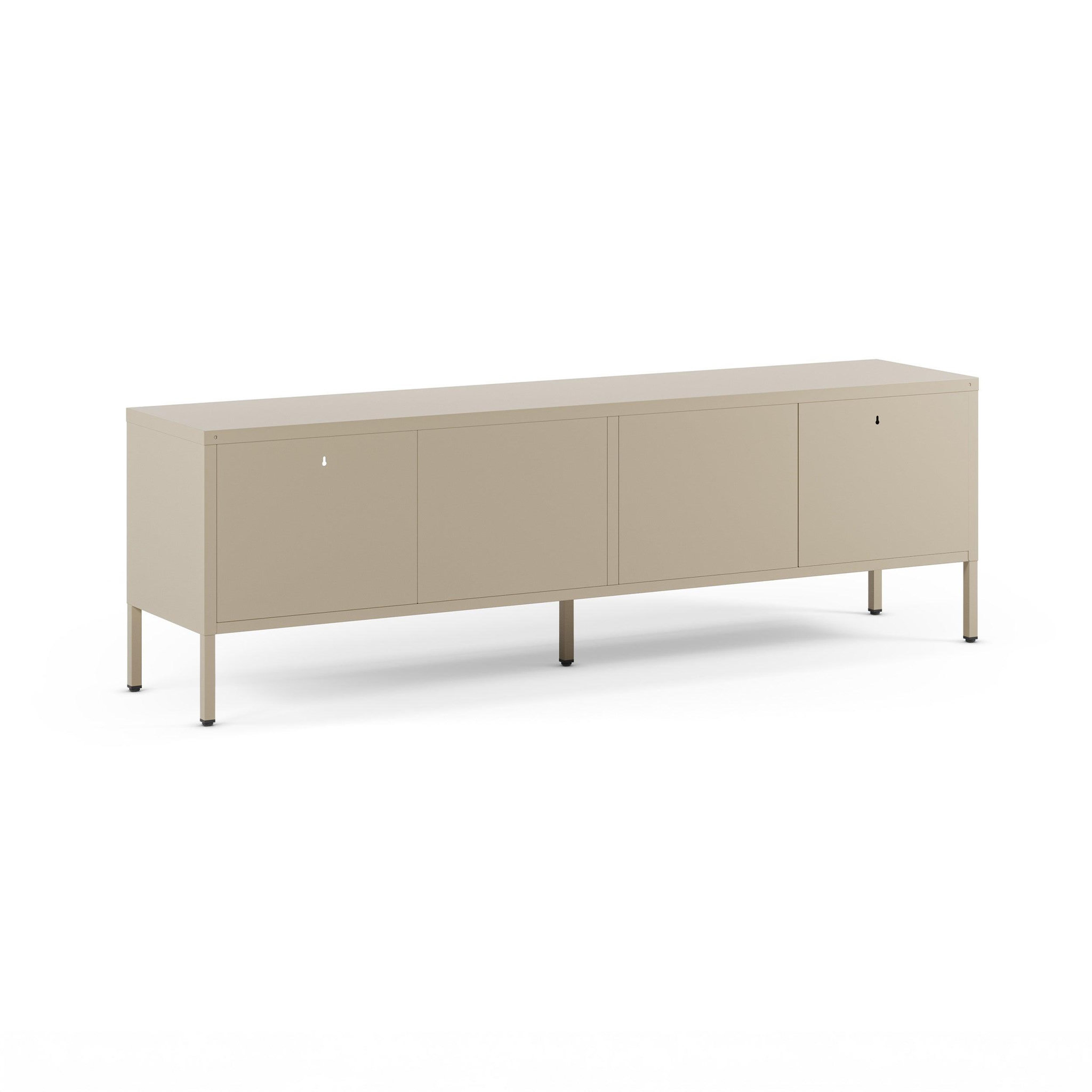 Voir la diapositive 3 : MAISON PAVANE Meuble tv en métal beige 2 portes, 160 cm-latem