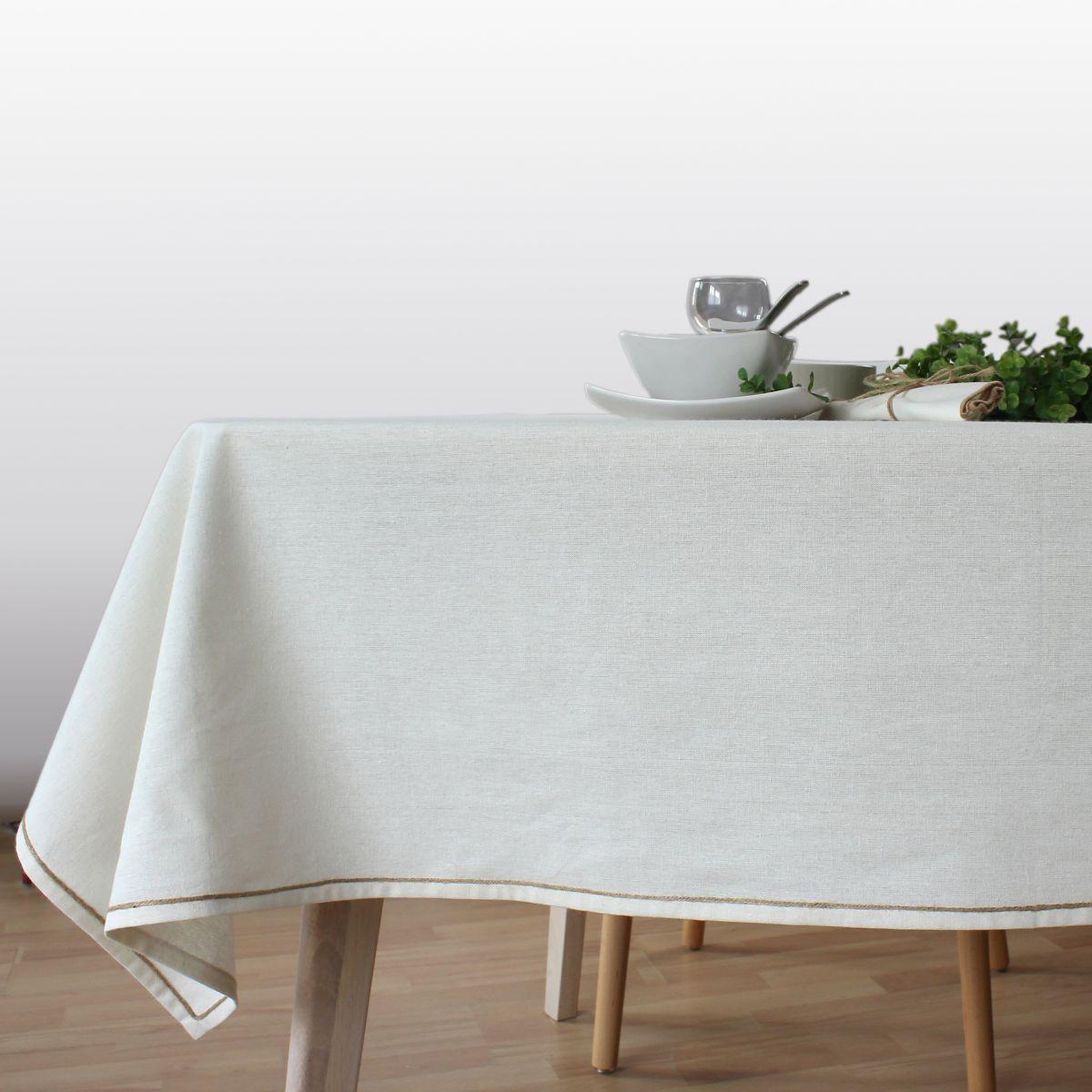Voir la diapositive 2 : ENJOY HOME Nappe de table uni  lina  140x300cm écru