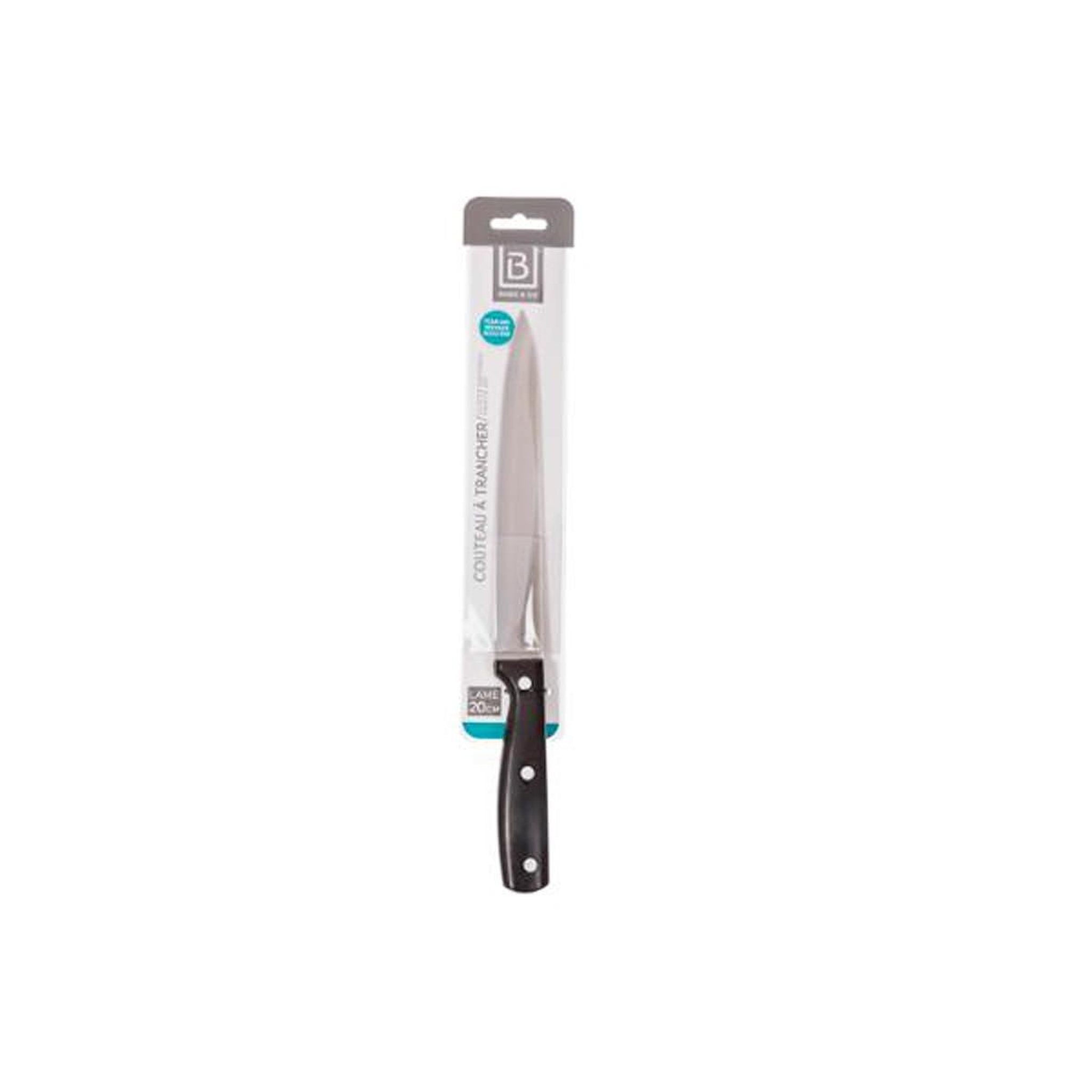 Voir la diapositive 3 : B BASIC & CO Couteau à trancher  dice  inox 32cm noir