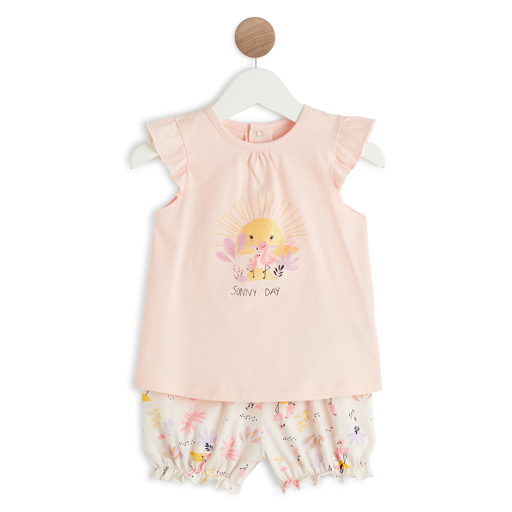 Voir la diapositive 1 : INEXTENSO Pyjashort flamant rose bébé fille