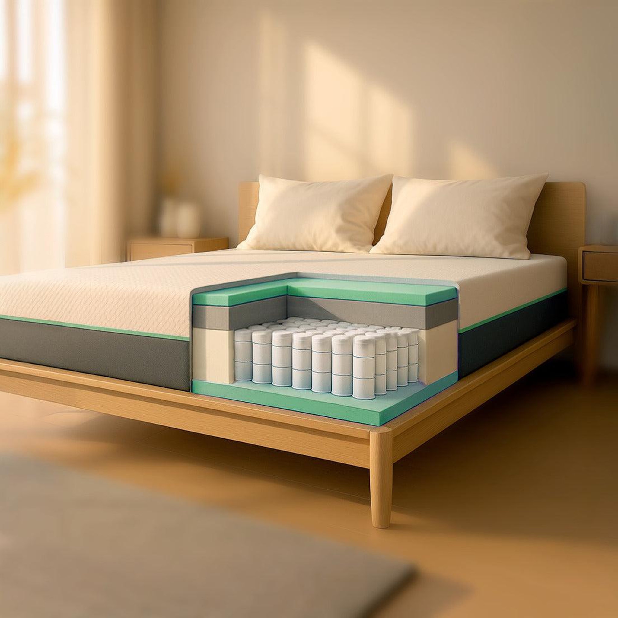 Voir la diapositive 3 : THE WHITE STONE Matelas 80x190 cm à Ressorts Ensachés & Mémoire de Forme | Hauteur 25 cm | Hypoallergénique & Respirant | Déhoussable | Fabriqué en Italie