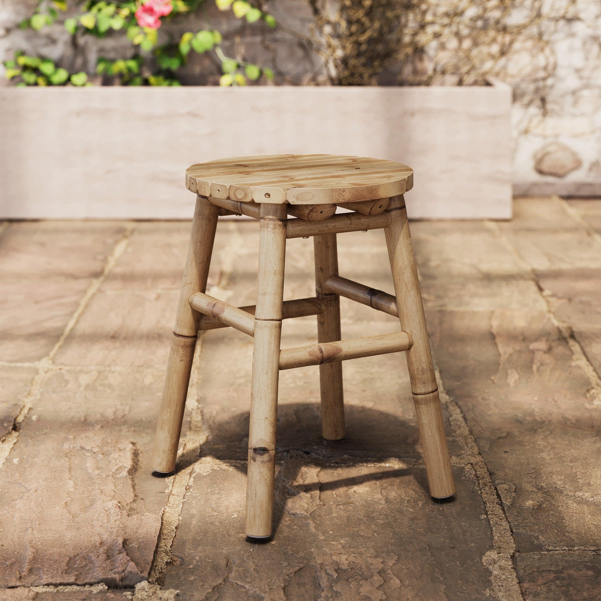 Voir la diapositive 2 : MAISON PAVANE Tabouret de jardin en bambou h45,5 cm-polly