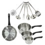 Voir la diapositive 1 : Fackelmann Set 1 poêle 24 cm, 3 casseroles en inox et 6 ustensiles inox Fackelmann Geneva