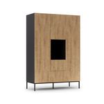 BEST MOBILIER Felicia - armoire - effet bois et noir - 135x200 cm. Coloris disponibles : Marron