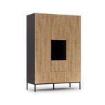 BEST MOBILIER Felicia - armoire - effet bois et noir - 135x200 cm. Coloris disponibles : Marron