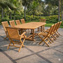 Voir la diapositive 1 : CONCEPT USINE Salon de jardin Teck 12 places Table ovale 8 chaises 2 fauteuils KAJANG