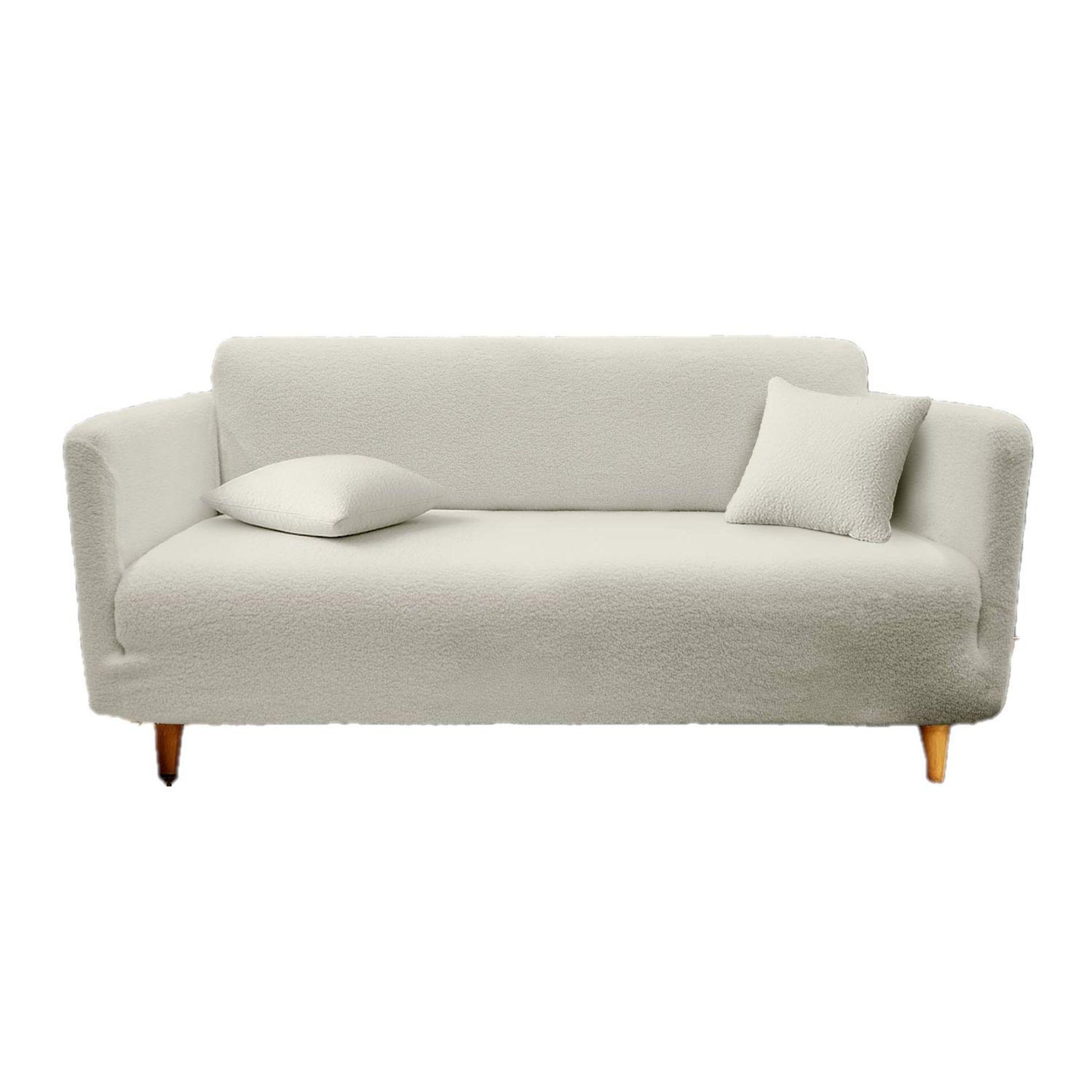 Douceur d'Intérieur Housse de canapé extensible en bouclette - 3 places - de 180 à 230 cm - ecru