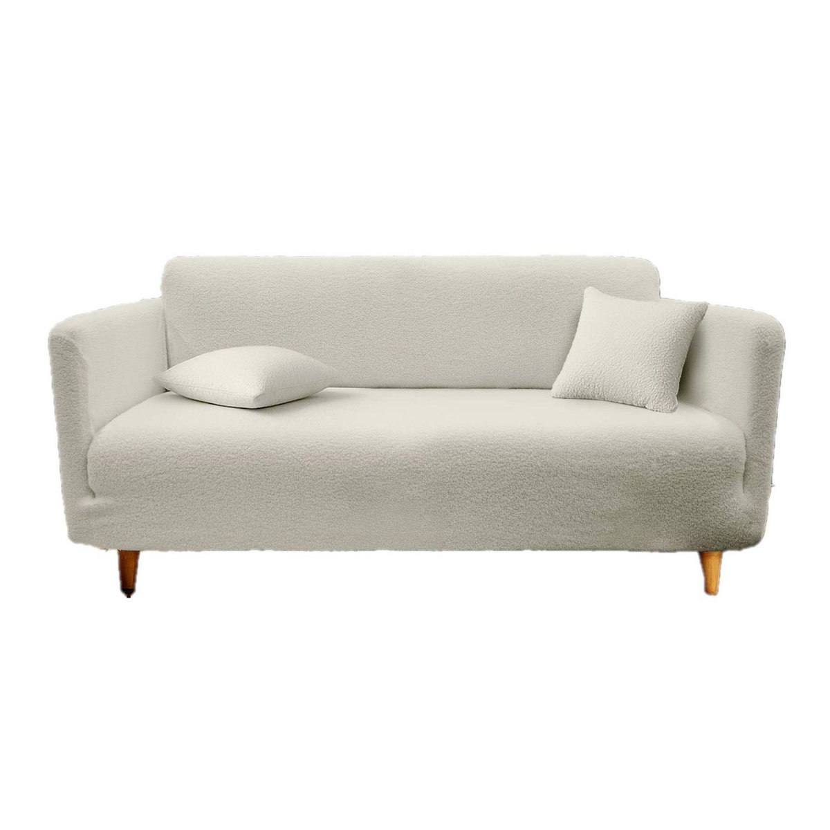 Douceur d'Intérieur Housse de canapé extensible en bouclette - 3 places - de 180 à 230 cm - Ecru