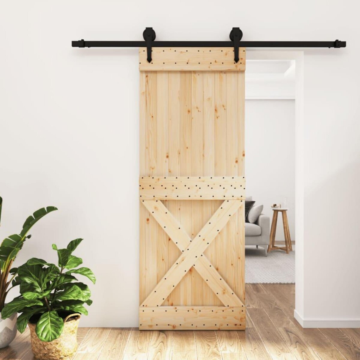 VIDAXL Porte coulissante et kit de quincaillerie 80x210 cm pin massif