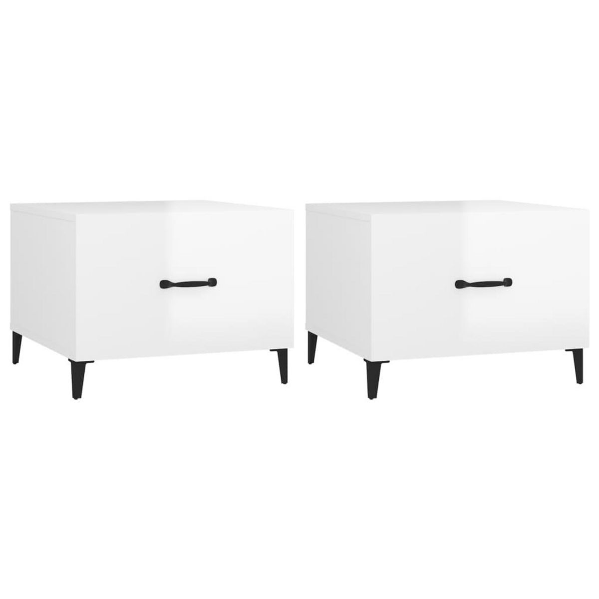 VIDAXL Tables basses avec pieds metal 2 pcs Blanc brillant 50x50x40 cm