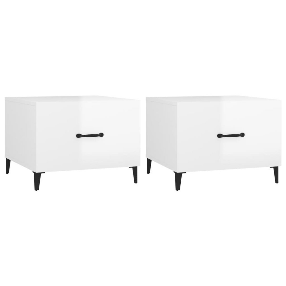 VIDAXL Tables basses avec pieds metal 2 pcs Blanc brillant 50x50x40 cm