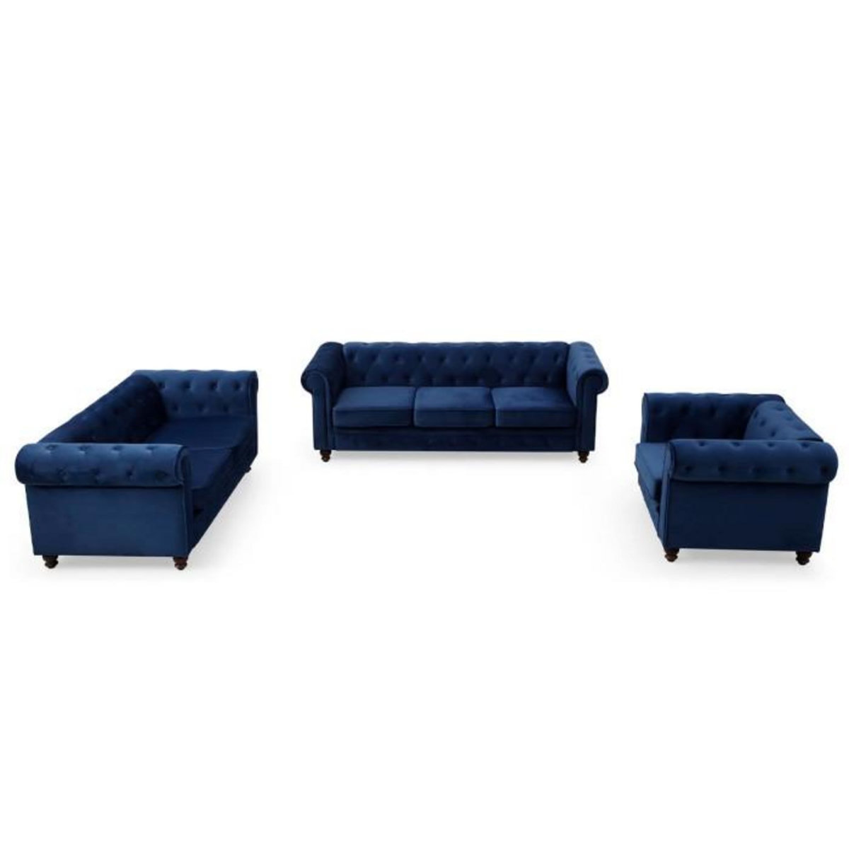 Paris Prix Canapé 2 Places Velours  Chesterfield  158cm Bleu