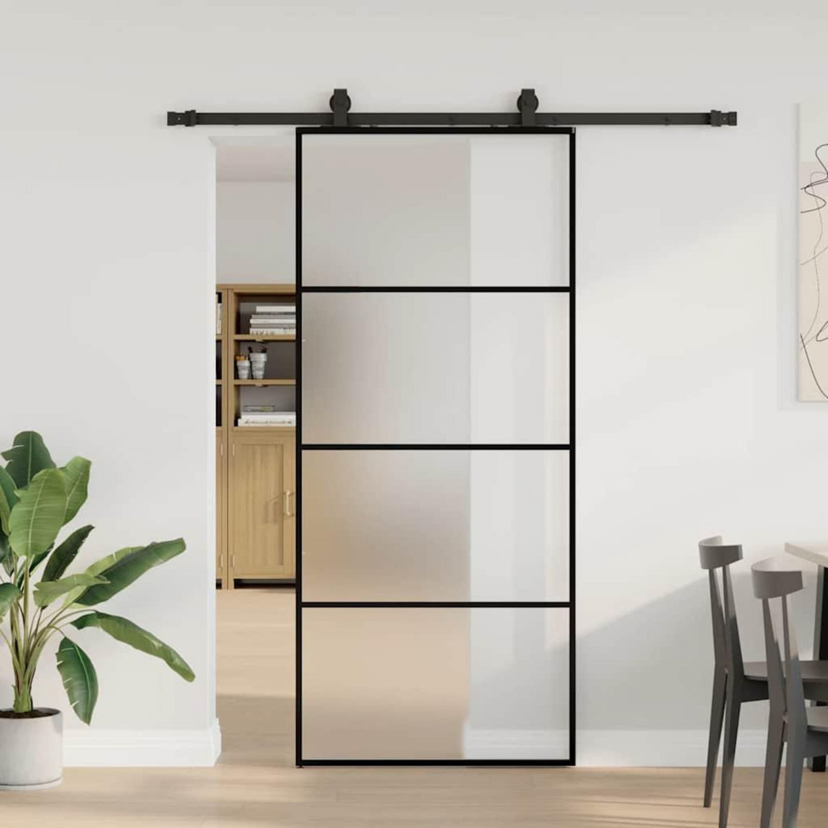 VIDAXL Porte coulissante kit de quincaillerie noir 90x205 cm verre ESG