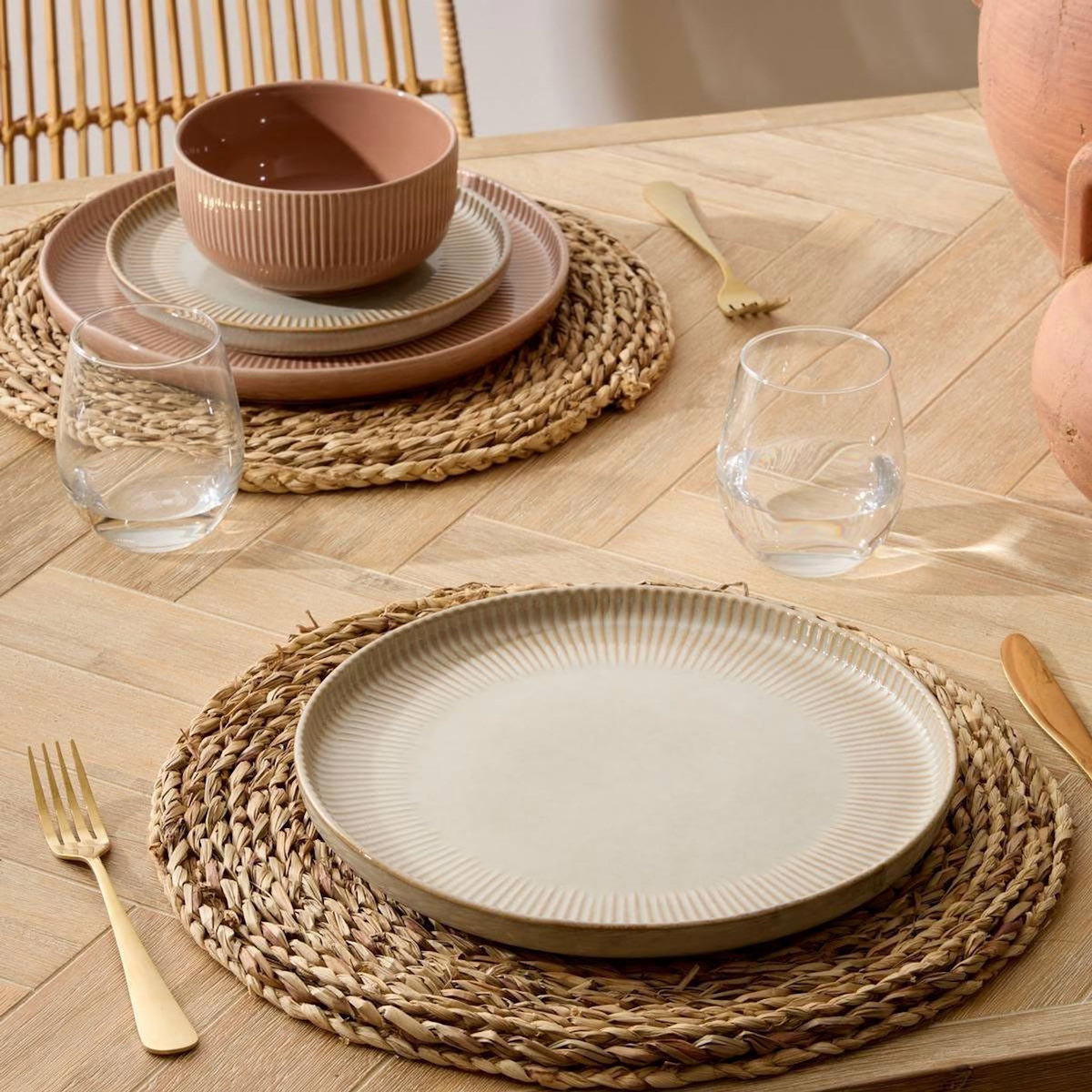 SECRET DE GOURMET Lot de 6 Assiettes Plates  Chloe  27cm Beige
