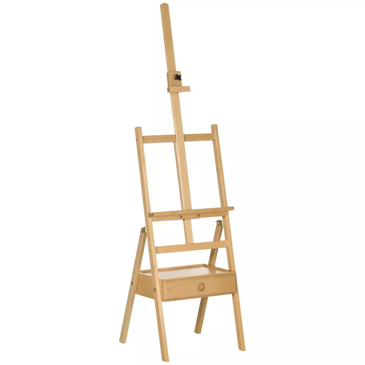 VINSETTO Chevalet sur pied avec tiroir - chevalet d'artiste - hauteur réglable - bois de hêtre verni