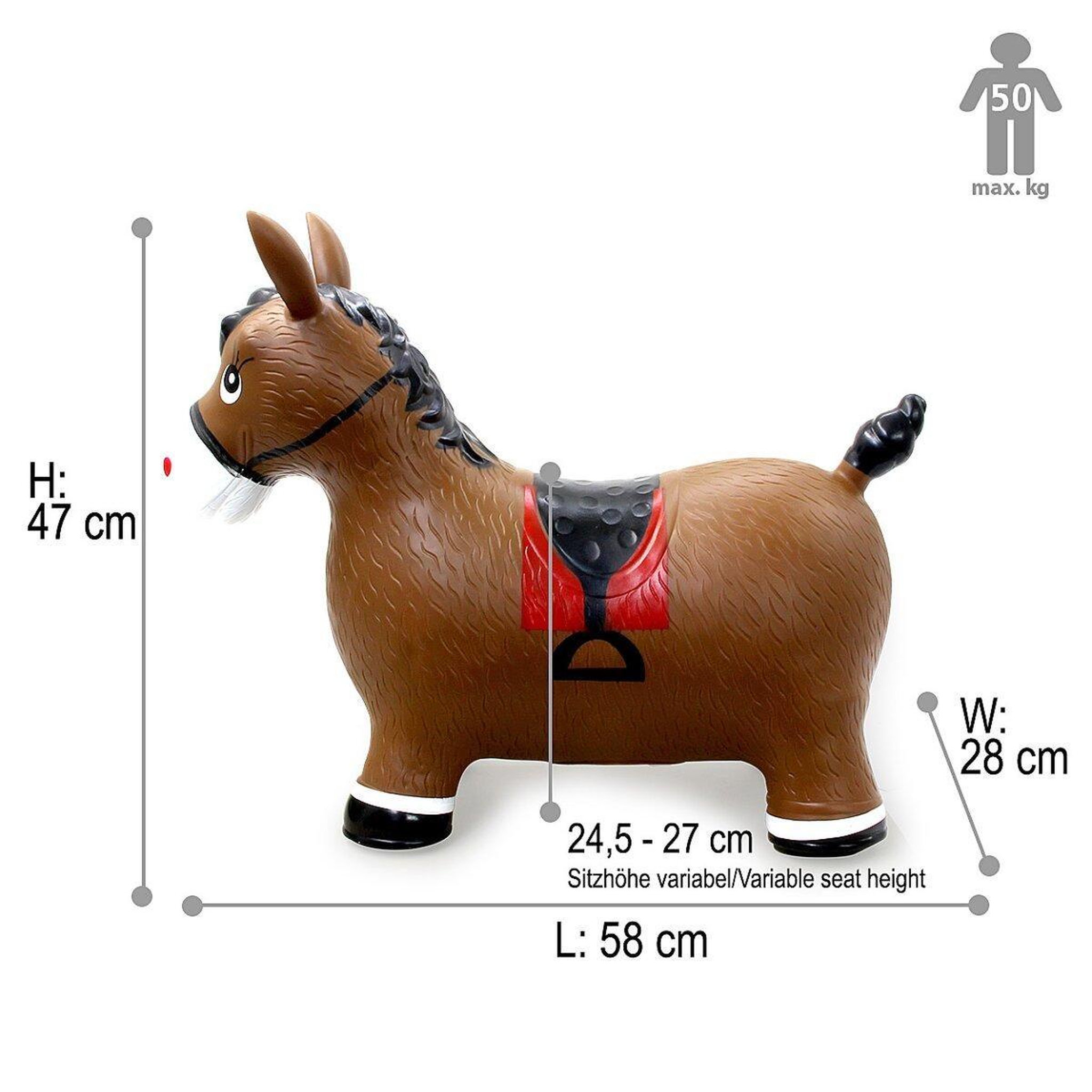 Voir la diapositive 2 : Jamara Animal rebondissante cheval hoppydoo brun avec pompe