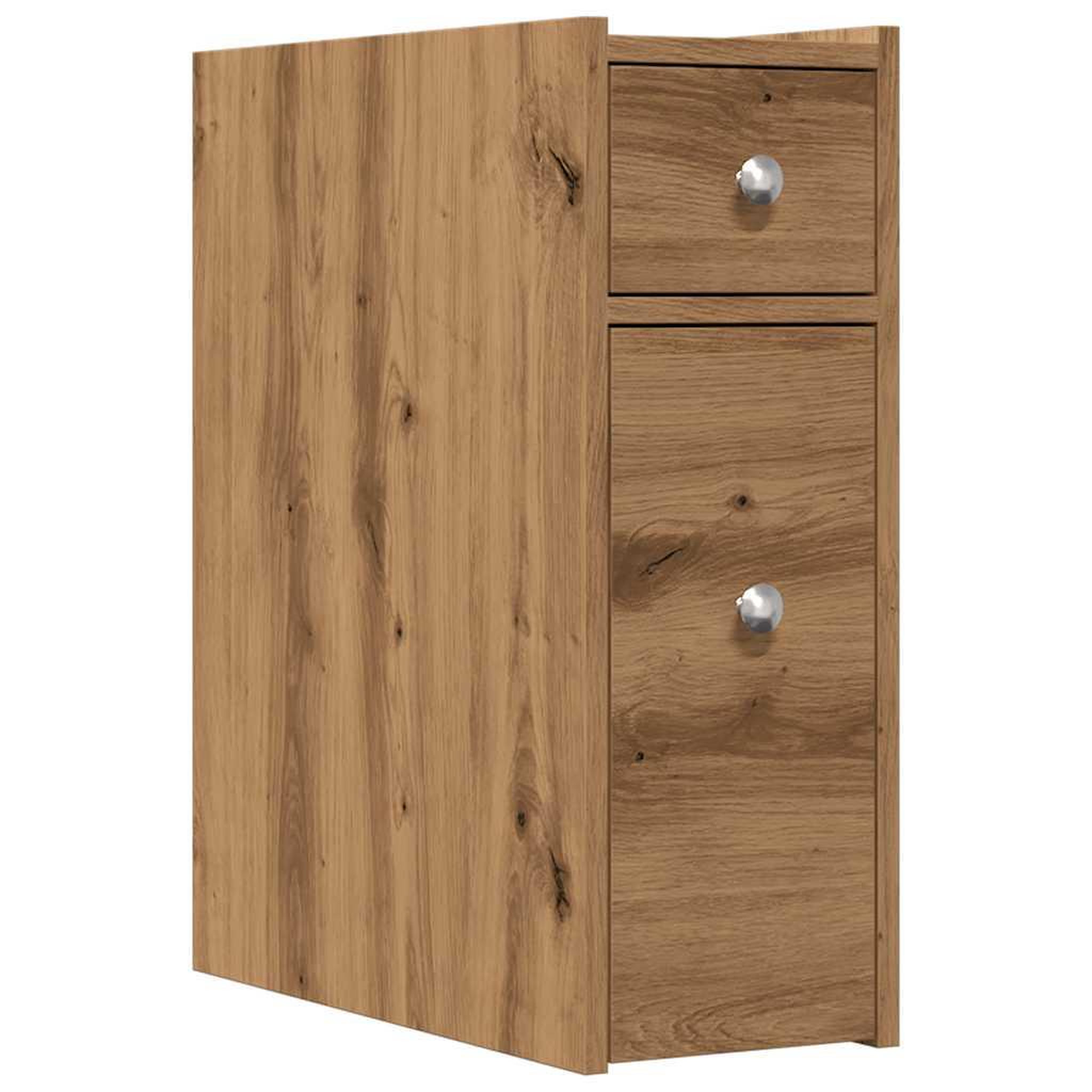 Voir la diapositive 2 : VIDAXL Armoire de salle de bain etroite avec roulettes chene artisanal