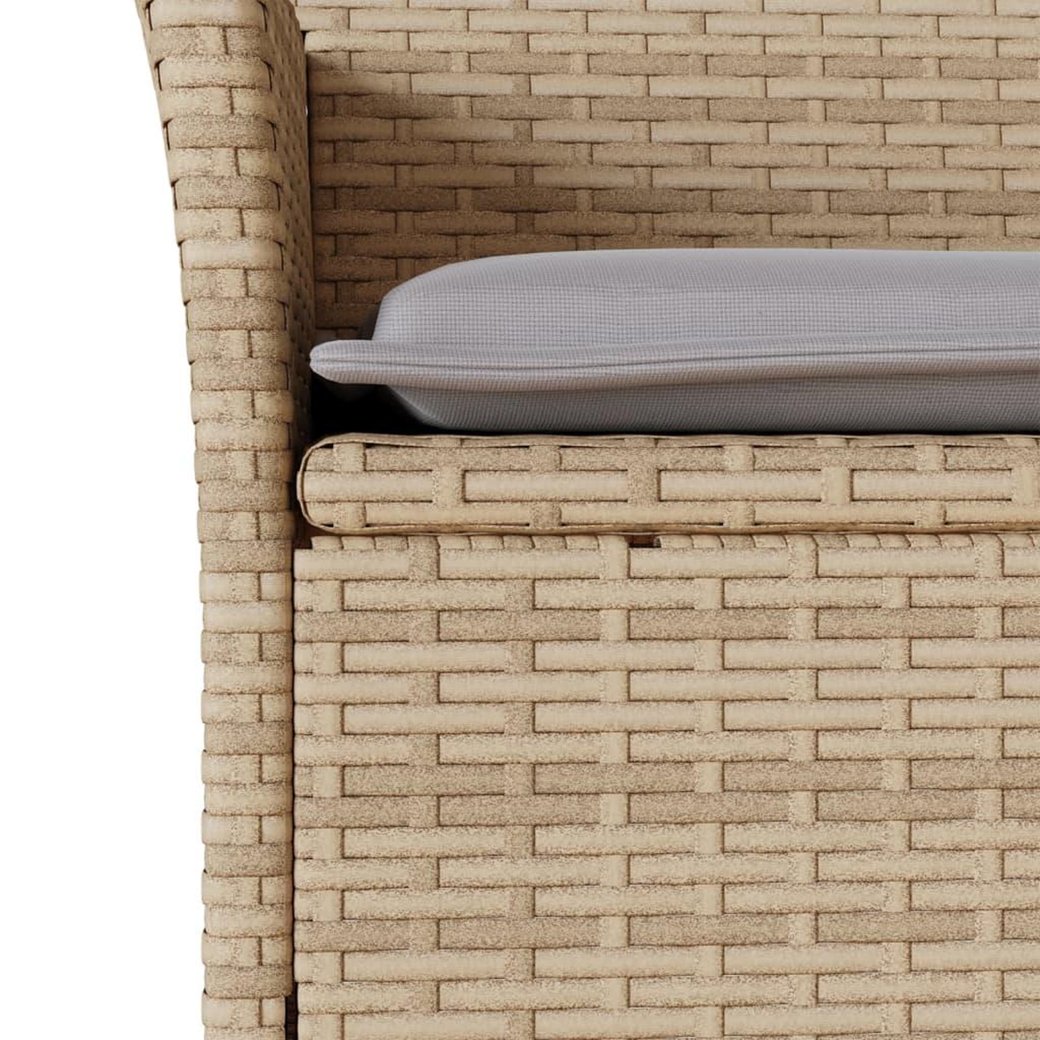 Voir la diapositive 5 : VIDAXL Ensemble de bistro avec coussins 3 pcs beige rotin et verre