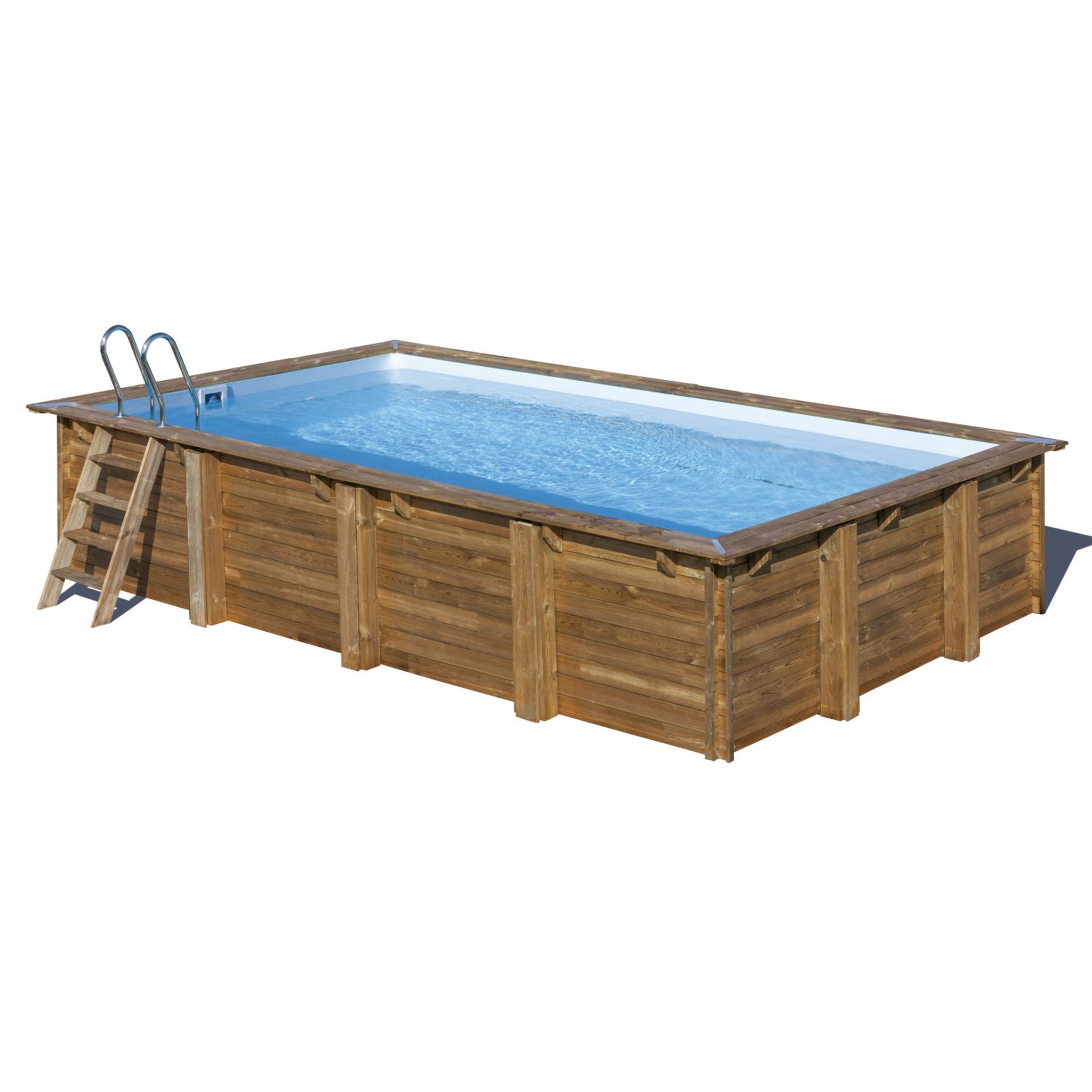 Voir la diapositive 3 : GRE Piscine hors sol bois rectangulaire - 620x420x133cm - EVORA 2020