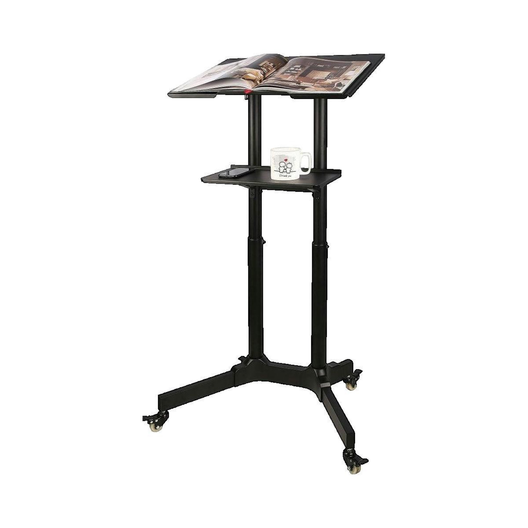 Voir la diapositive 3 : TECHLY Support mobile ergonomique Techly avec hauteur réglable et roulettes
