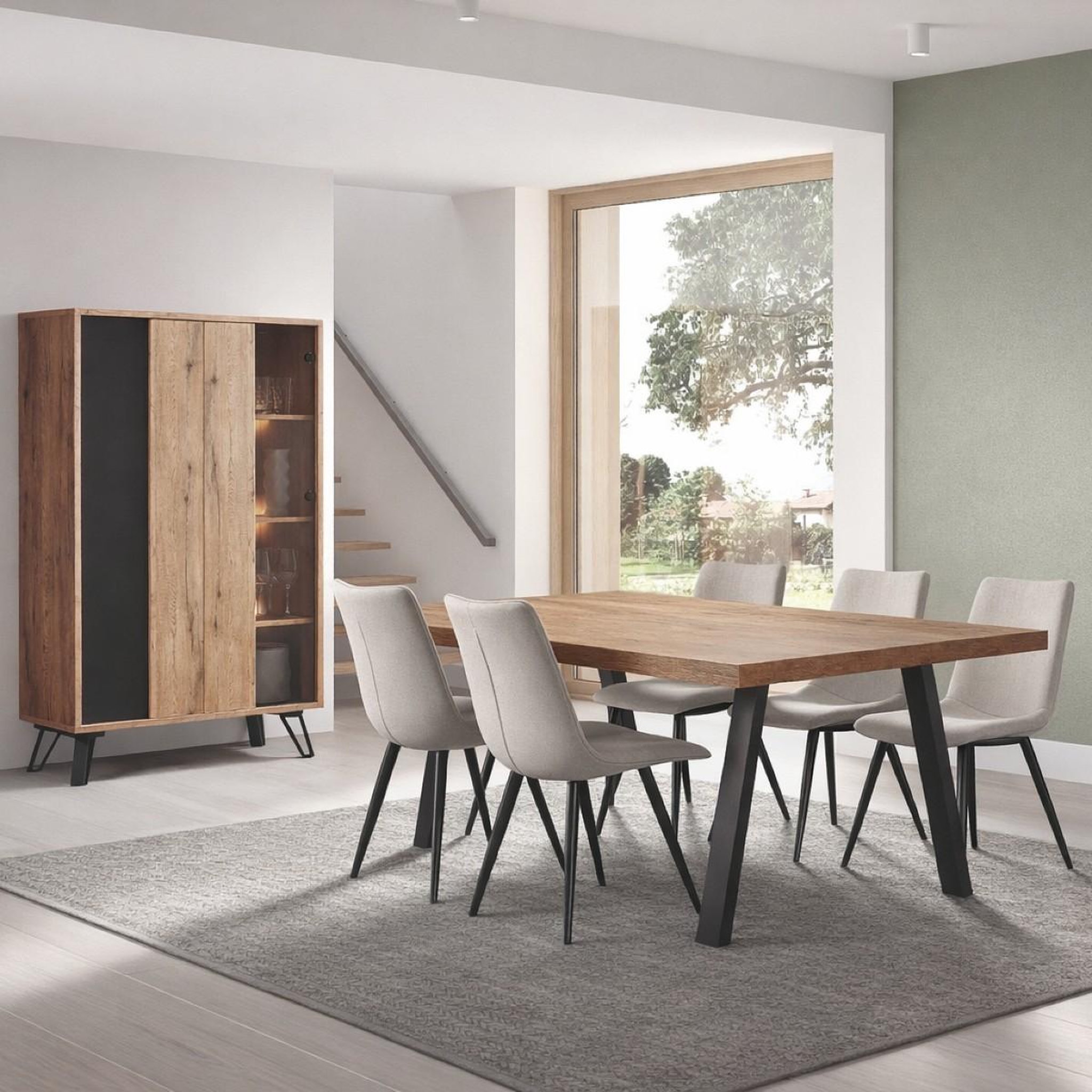 Voir la diapositive 3 : JLC KREATION Table à manger industriel en bois et pied métal 200cm PEDRO