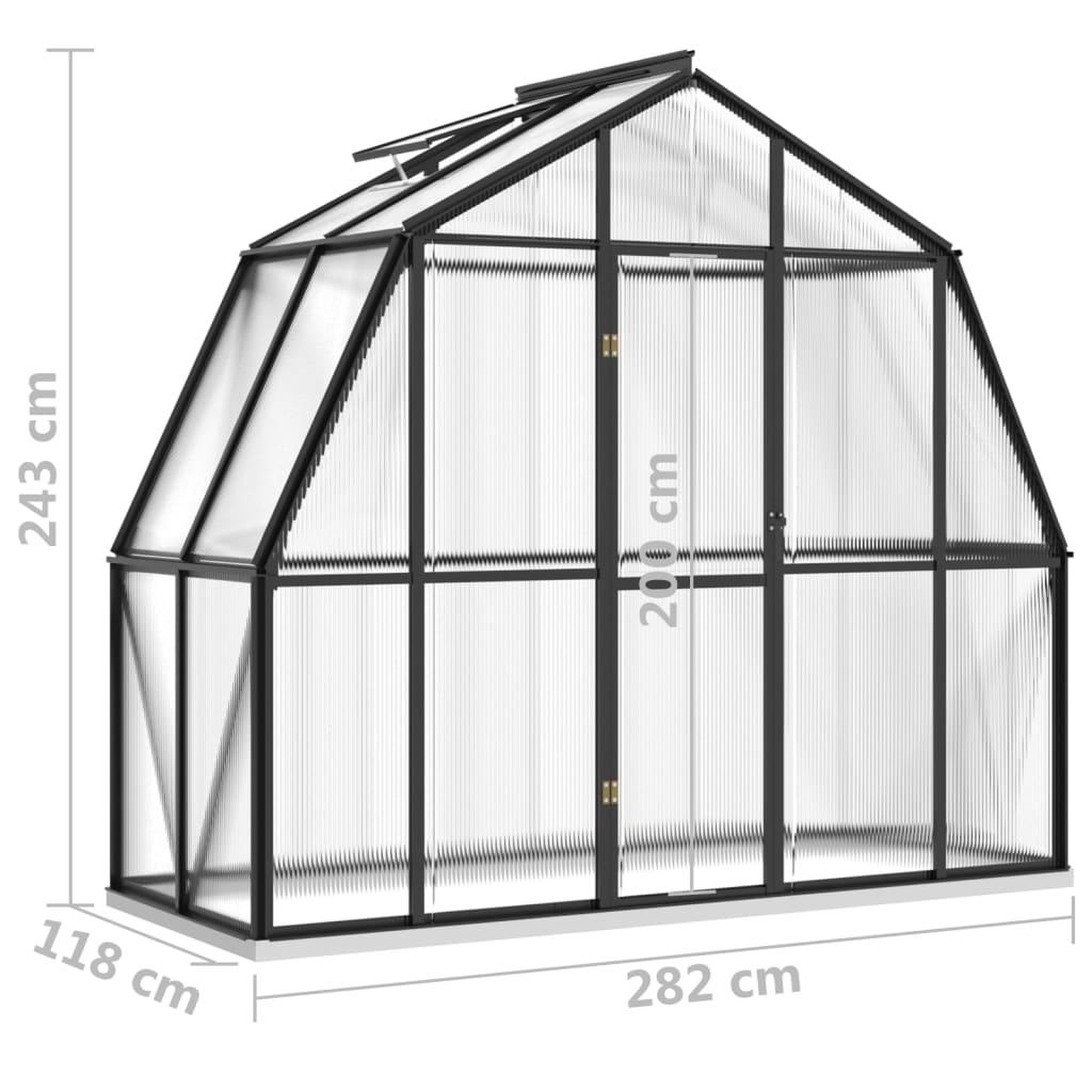Voir la diapositive 6 : VIDAXL Serre avec cadre de base anthracite 3,3 m^2 aluminium