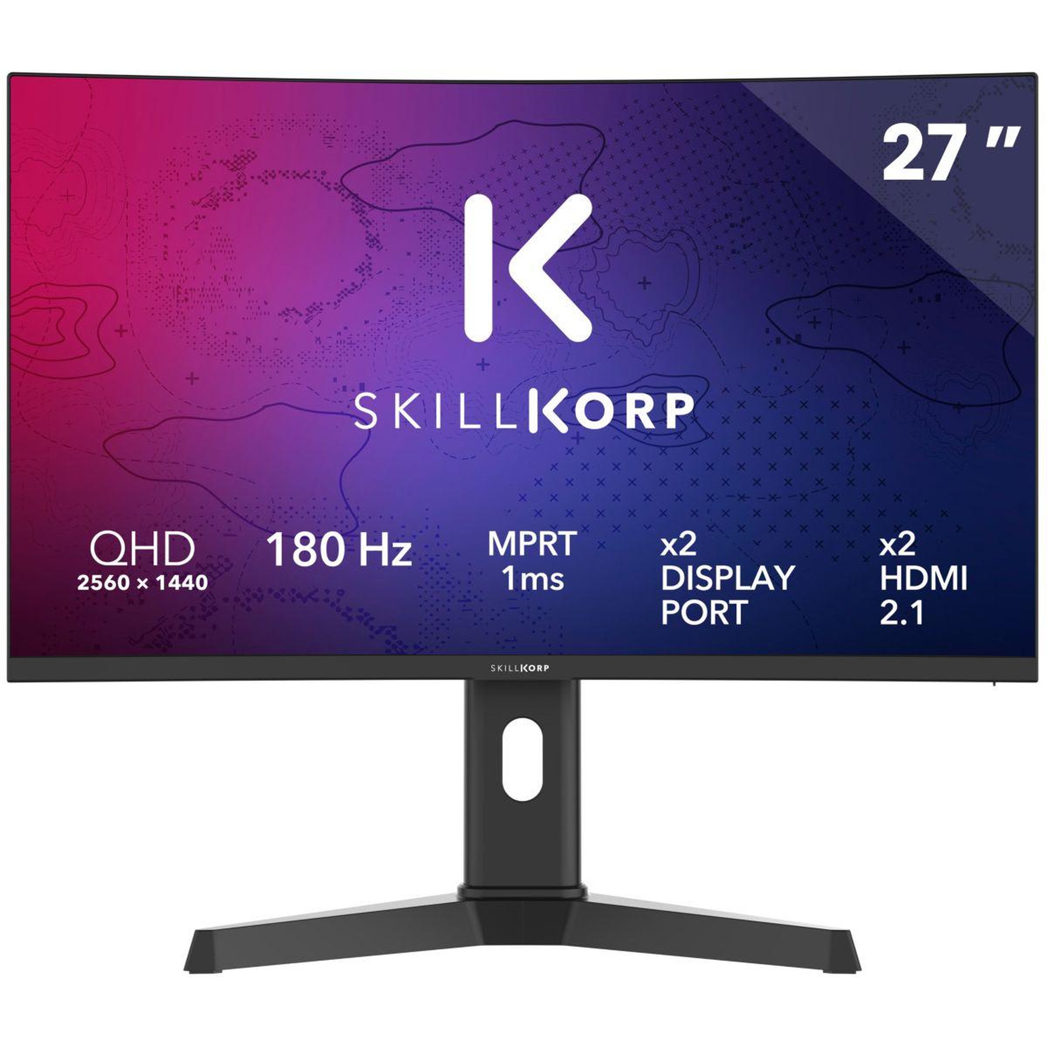 SKILLKORP Ecran pc gamer m27 27  incurvé 1500r wqhd 180hz fast va hdmi 2.1 amd freesync