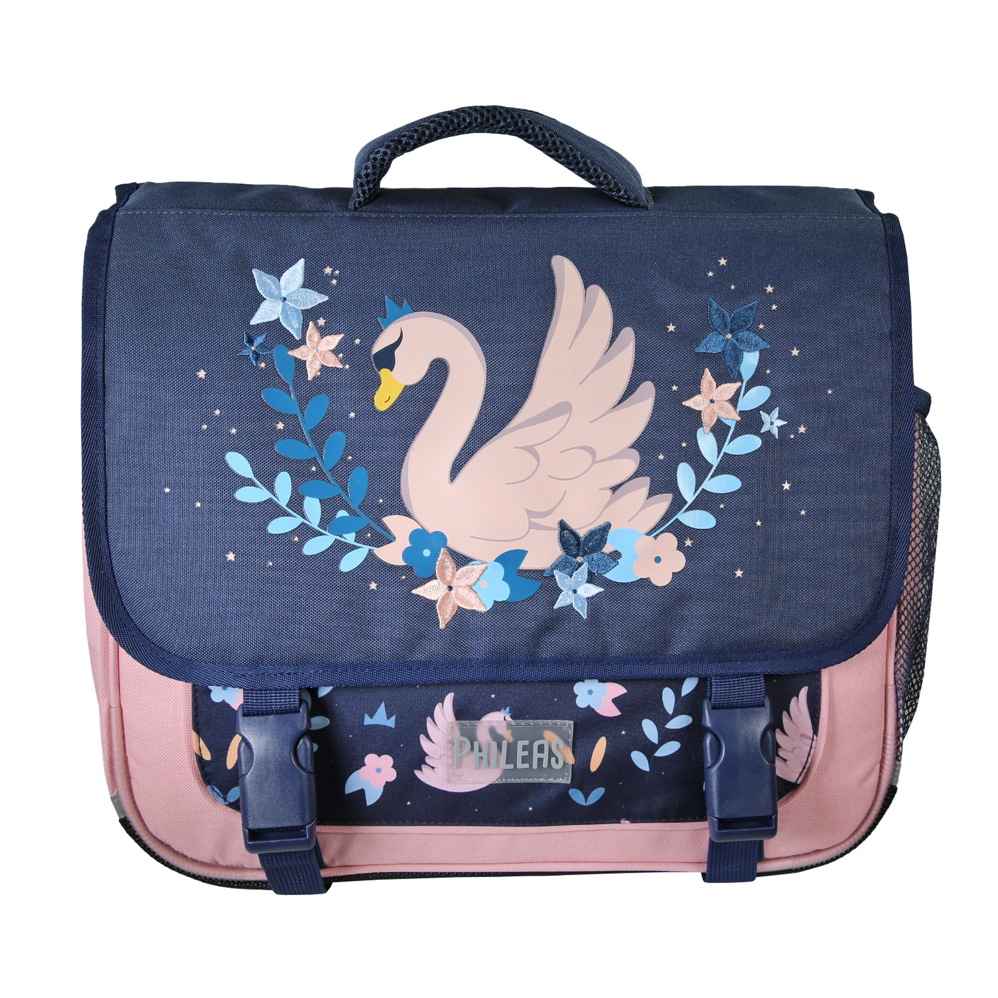 Bagtrotter Phileas – cartable scolaire 38 cm cygne – bleu et rose – fille – 2 compartiments
