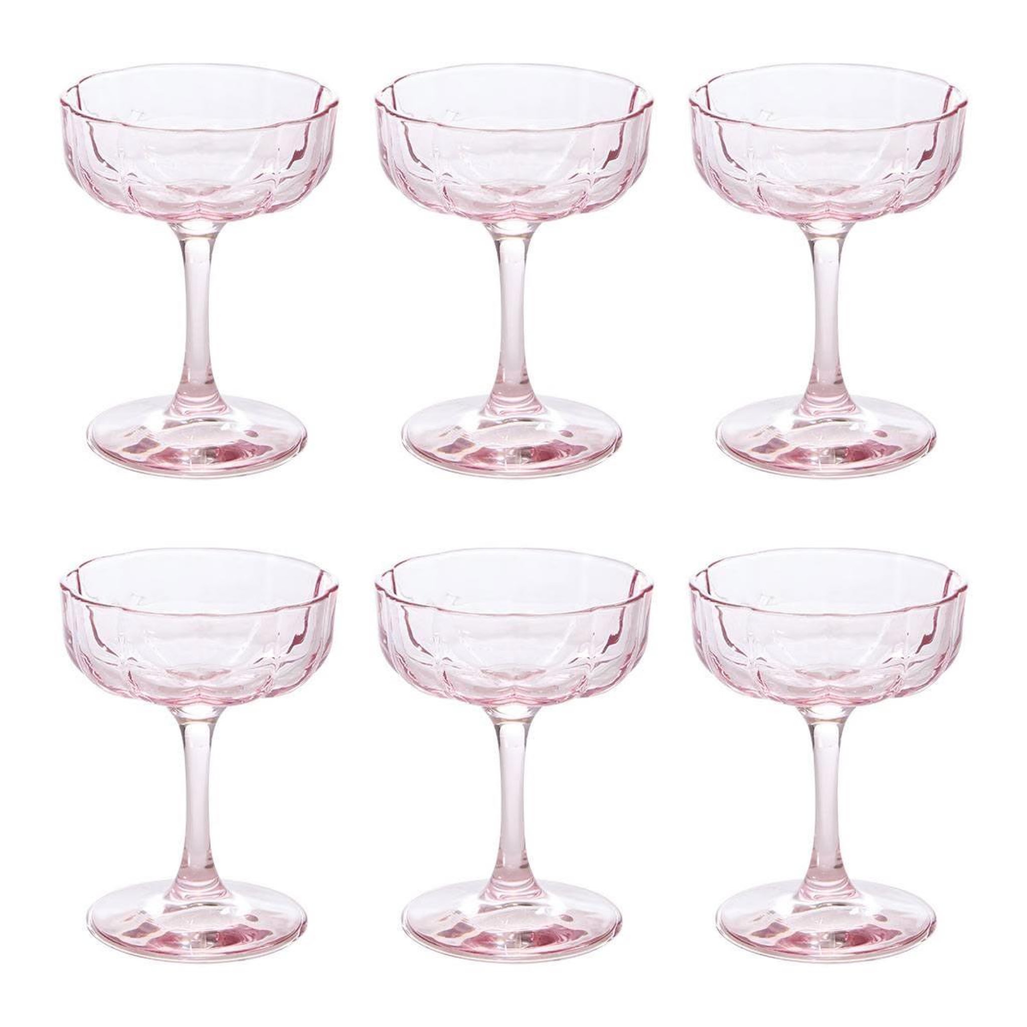SECRET DE GOURMET Lot de 6 verres à cocktail  fleur  15cl rose