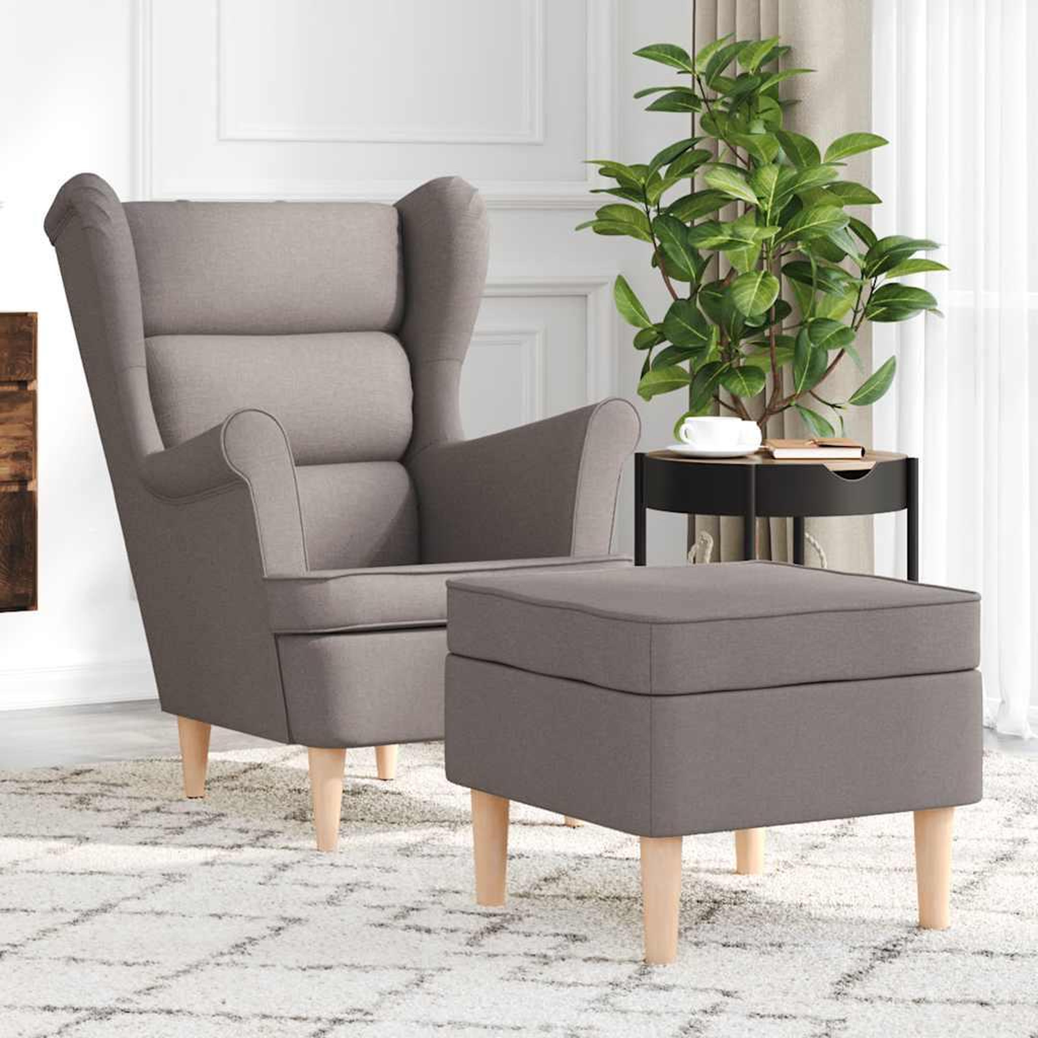 VIDAXL Fauteuil avec repose-pied Taupe Tissu