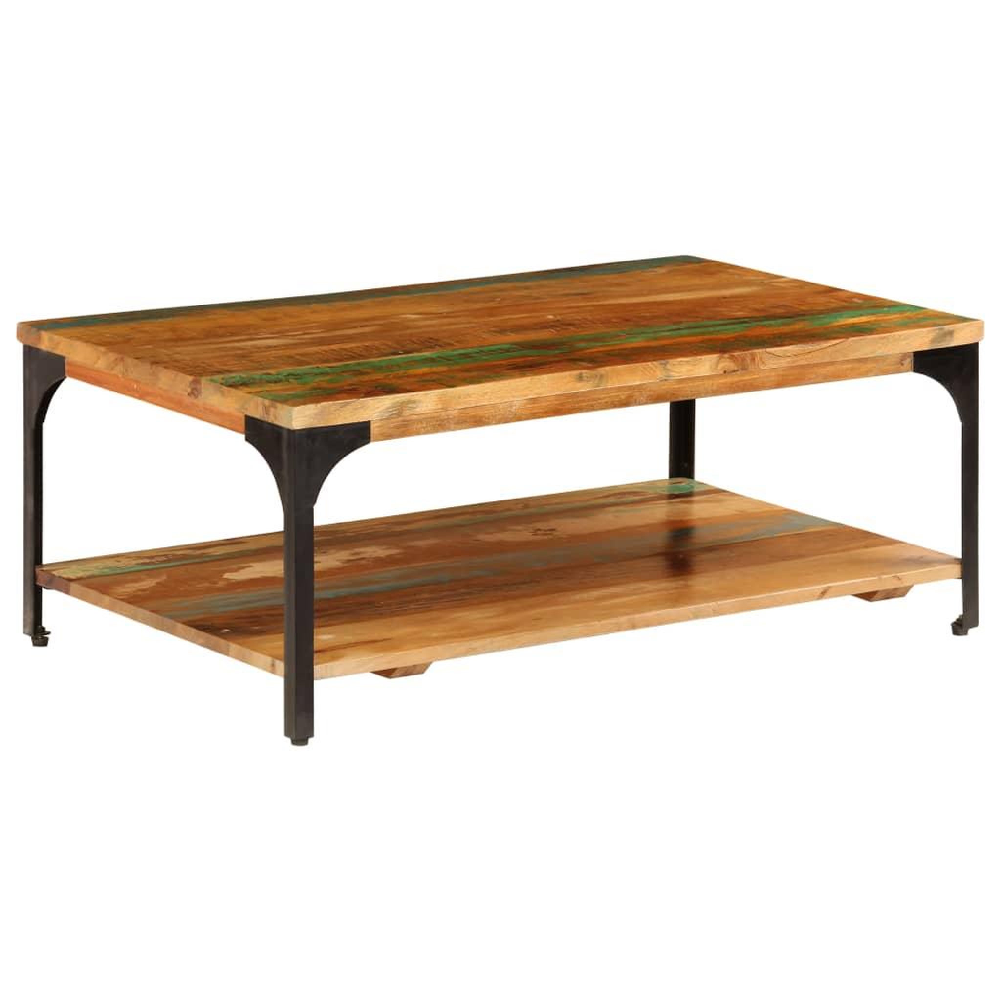 Voir la diapositive 1 : VIDAXL Table basse et etagere 100x60x35 cm Bois de recuperation solide