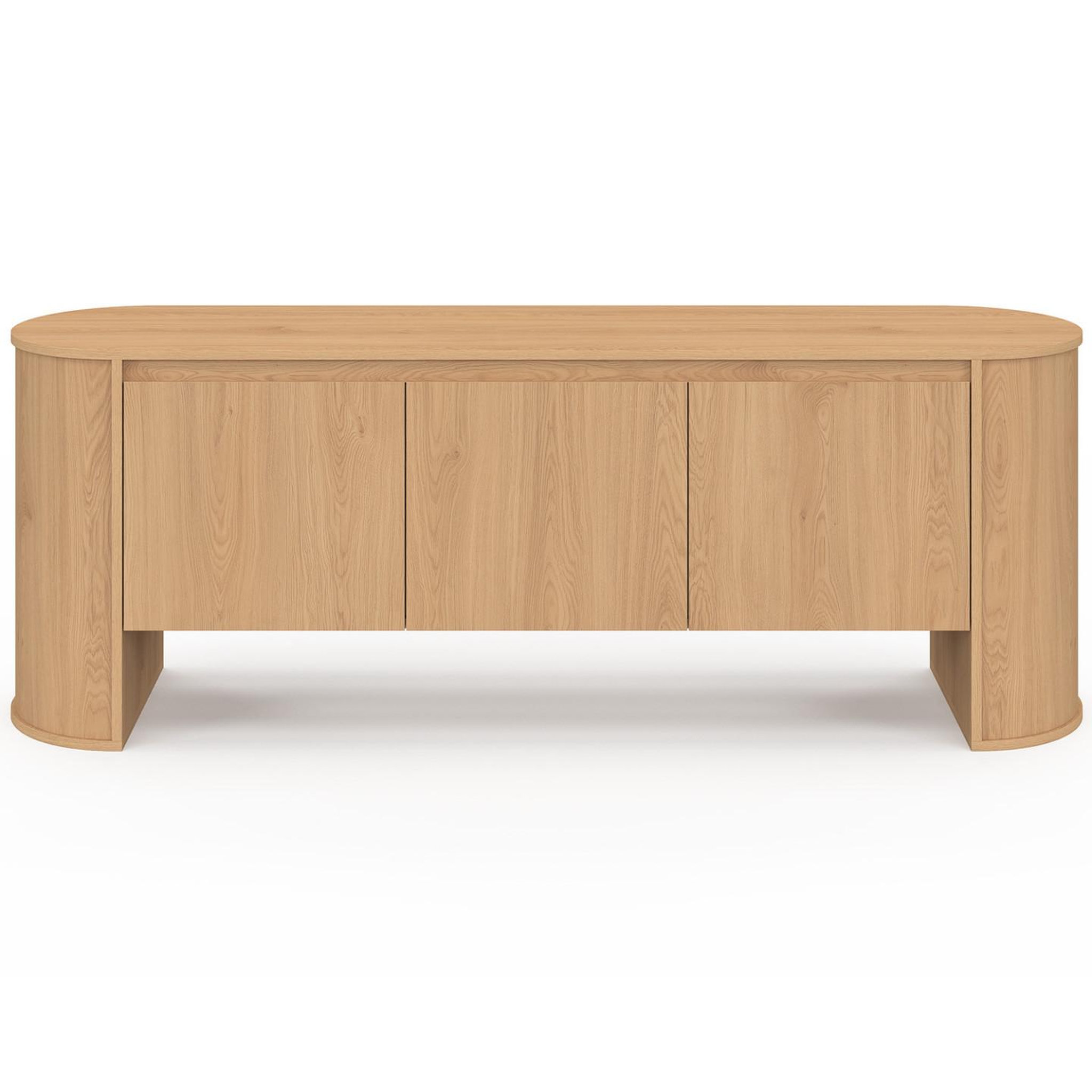 Voir la diapositive 3 : ID MARKET Meuble tv 140 cm divia 3 portes façon hêtre design arrondi