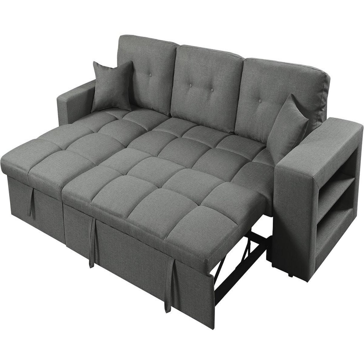 Habitat et Jardin Canapé d'angle convertible/réversible tissu style bubble  Axel  - 3 places - Gris