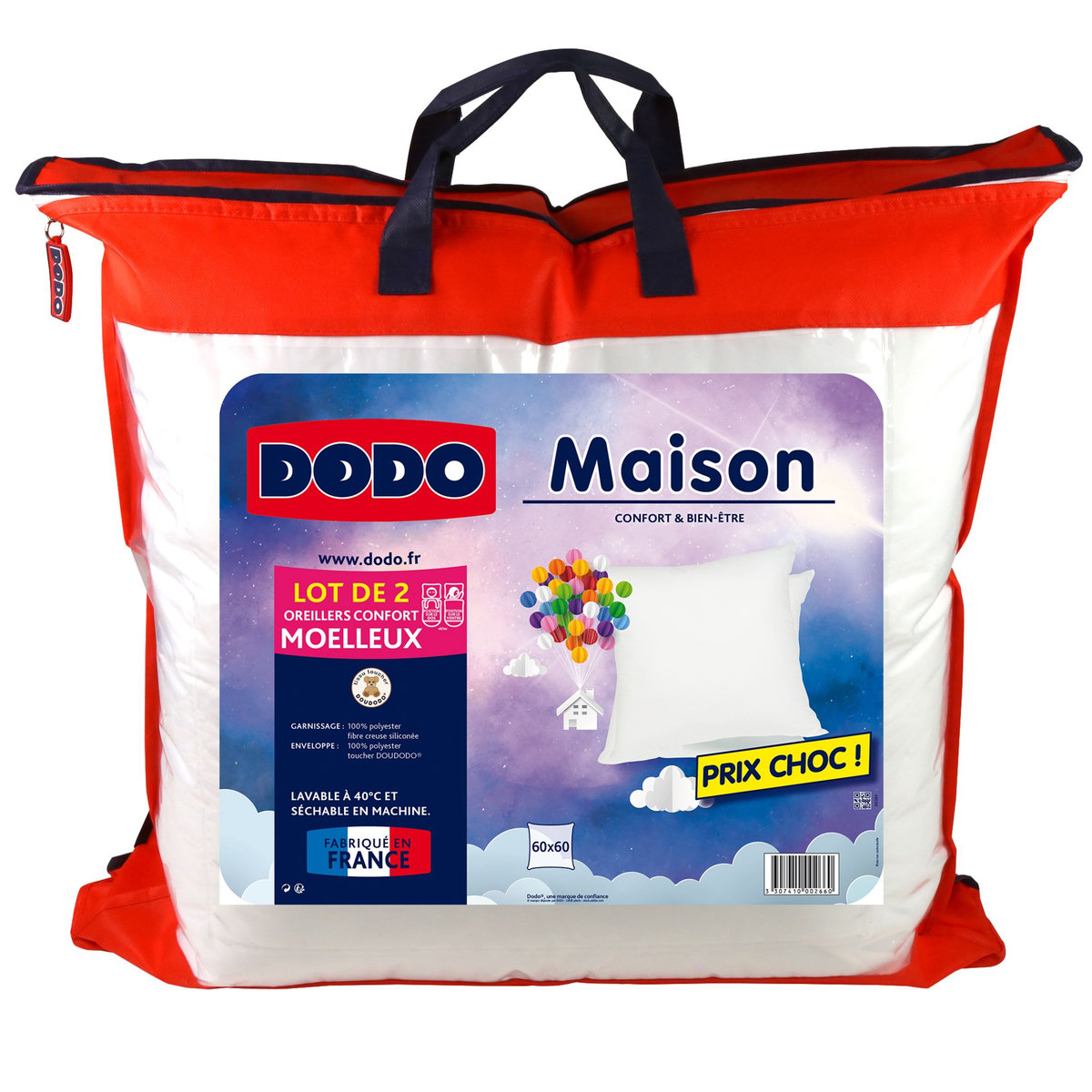 DODO Lot de 2 Oreillers Moelleux en polyester 500g/m2 MAISON