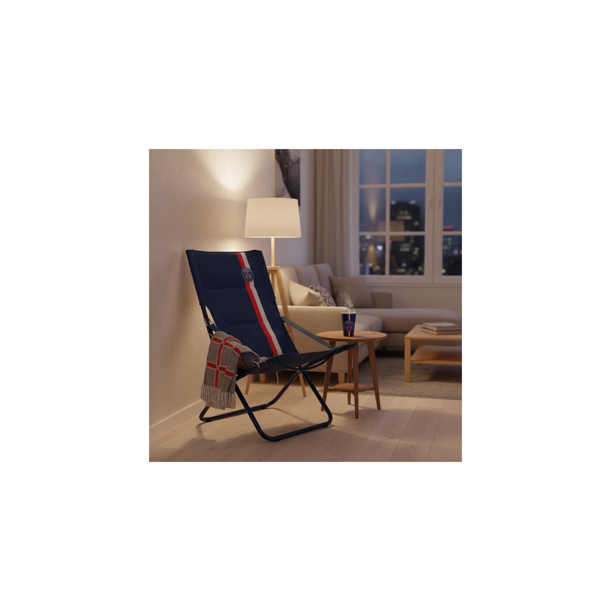 Voir la diapositive 3 : PSG Chilienne pliable - chaise d'extérieur - paris saint germain - bleu
