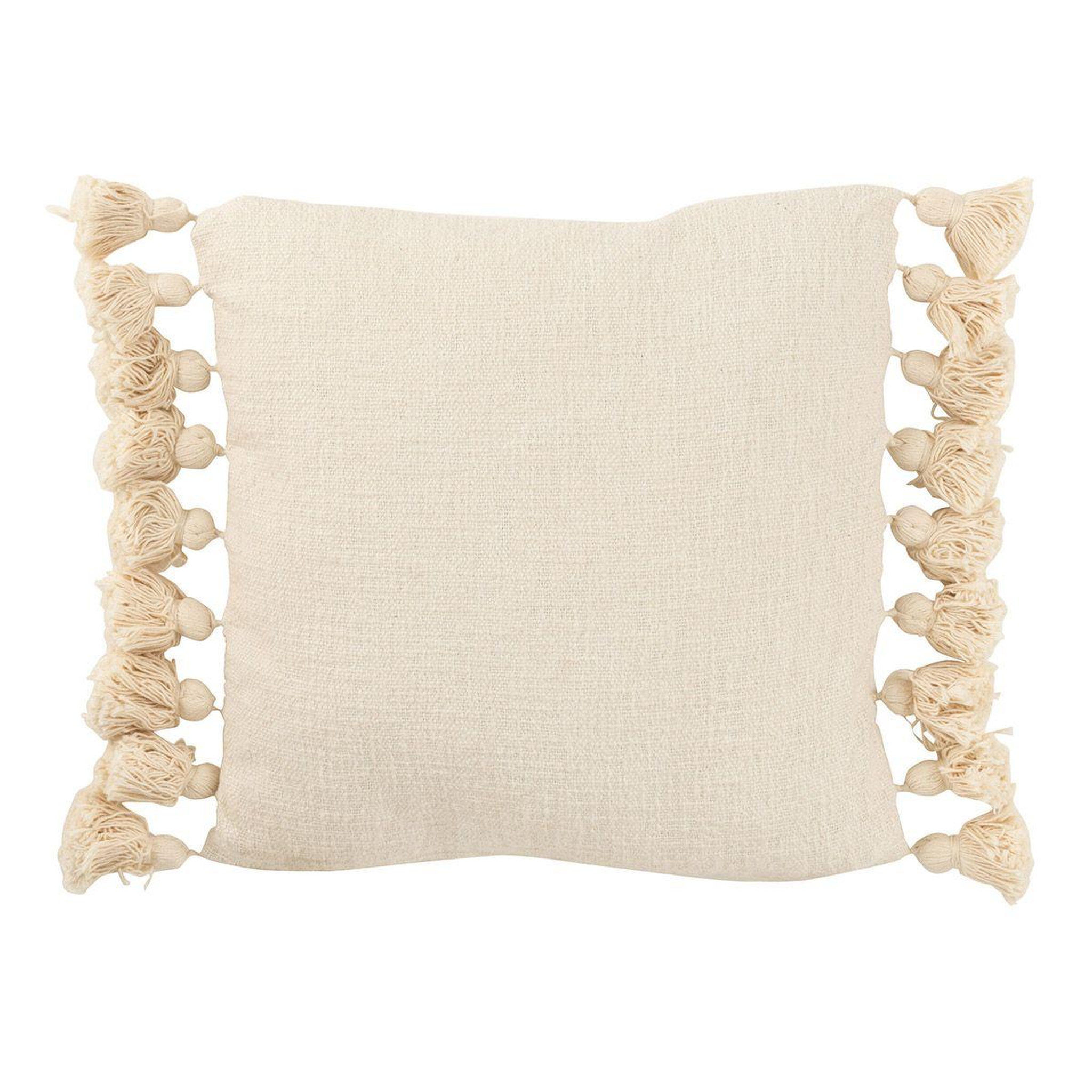 J-LINE Coussin déco pompons  bella  48x48cm beige