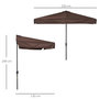 Voir la diapositive 3 : OUTSUNNY Demi parasol - parasol de balcon 5 entretoises métal dim. 2,3L x 1,3l x 2,49H m polyester haute densité chocolat