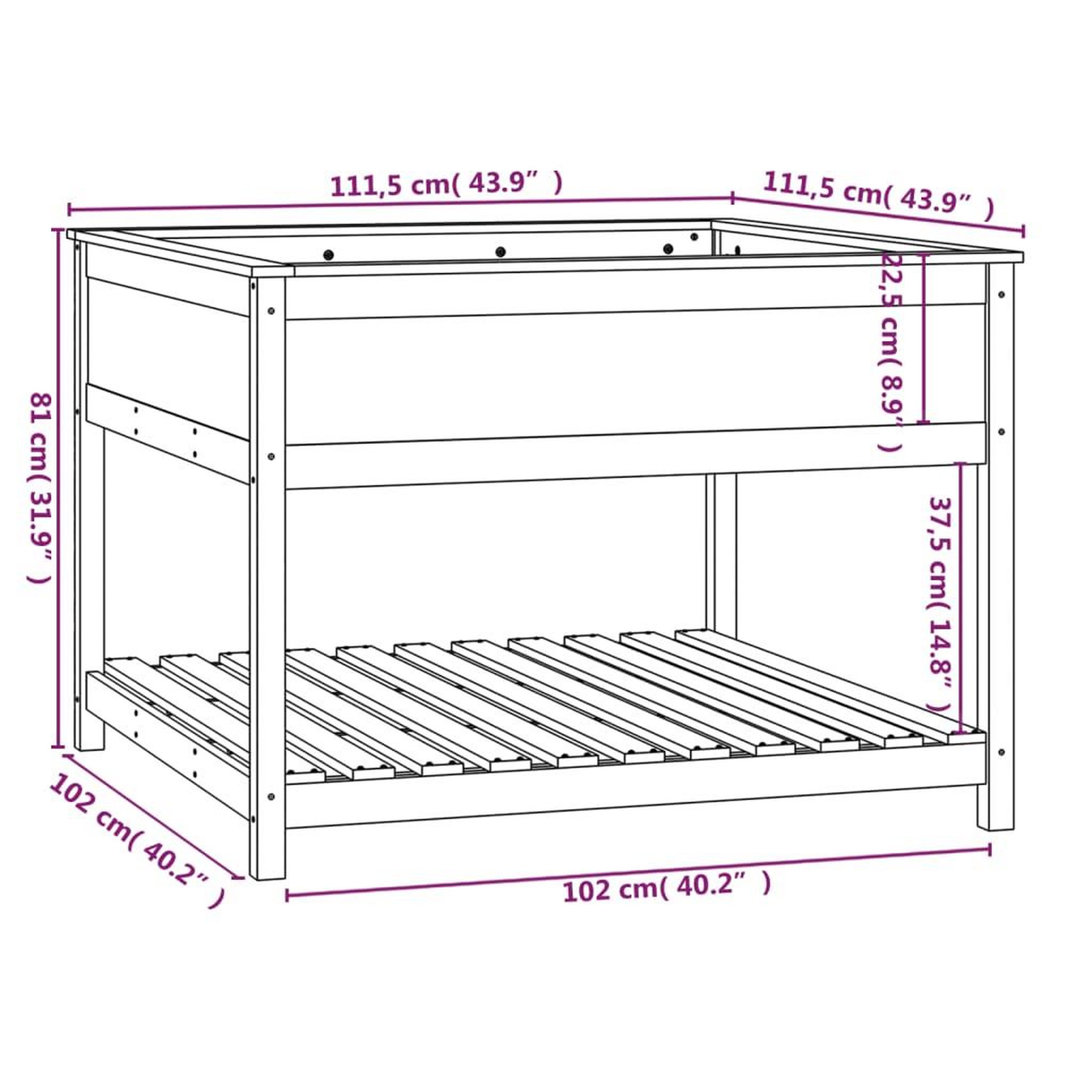 Voir la diapositive 6 : VIDAXL Jardiniere et etagere Marron miel 111,5x111,5x81 cm Bois de pin