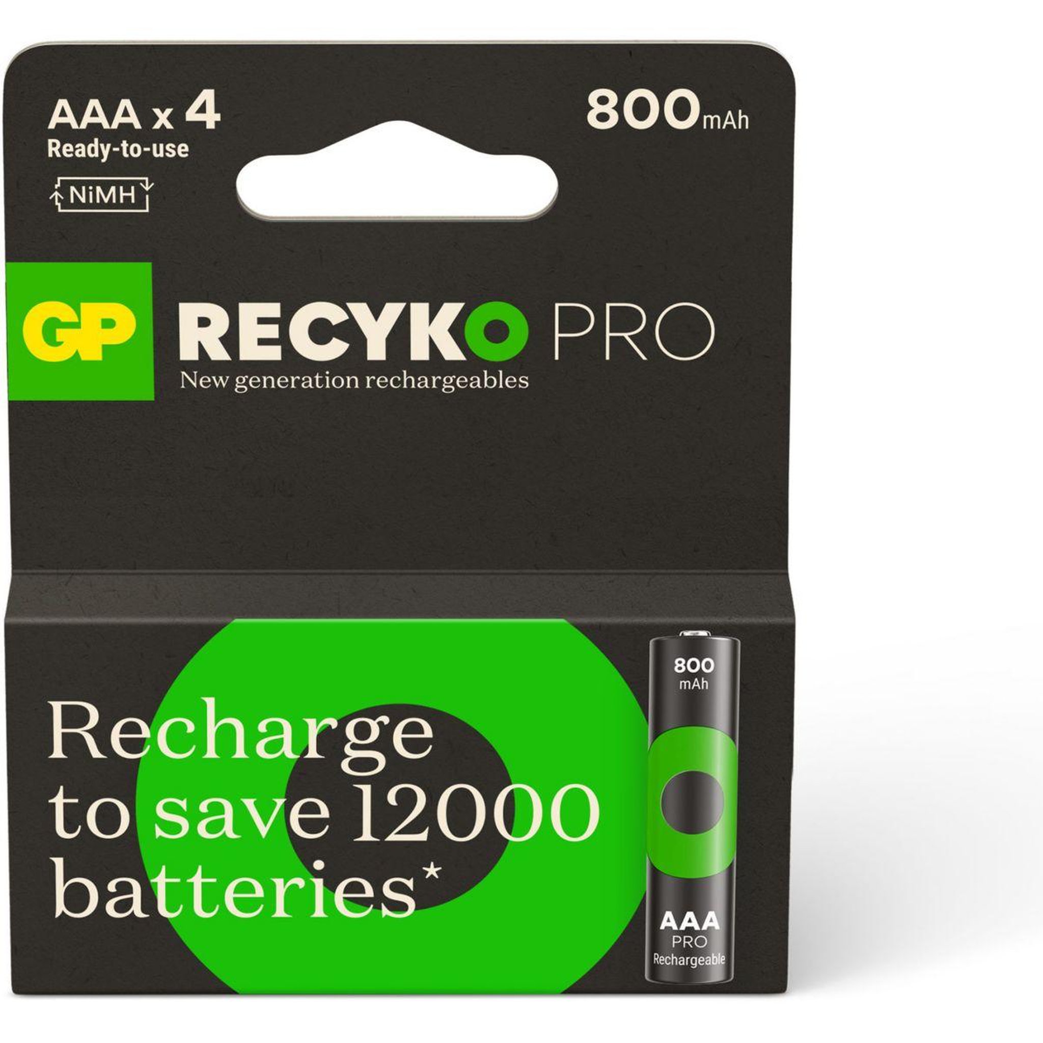 GP BATTERIES Pile rechargeable aaa recycko pro lot de 4 800mah
