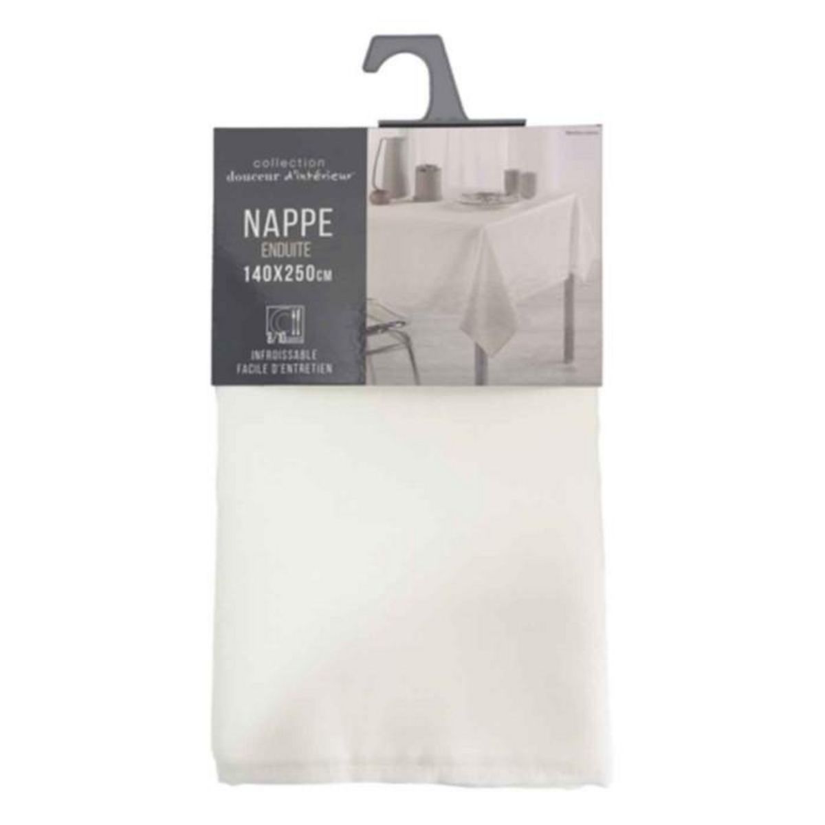 Paris Prix Nappe Chambray Enduite  Newton  140x250cm Crème