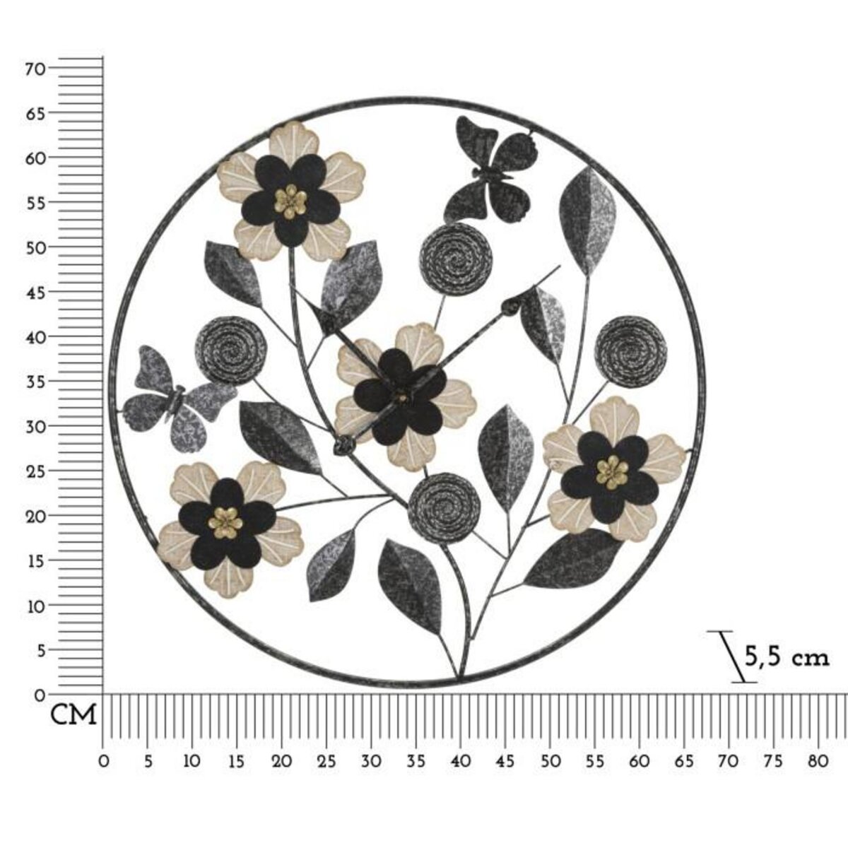 Paris Prix Horloge Murale en Métal  Divaker  67cm Noir