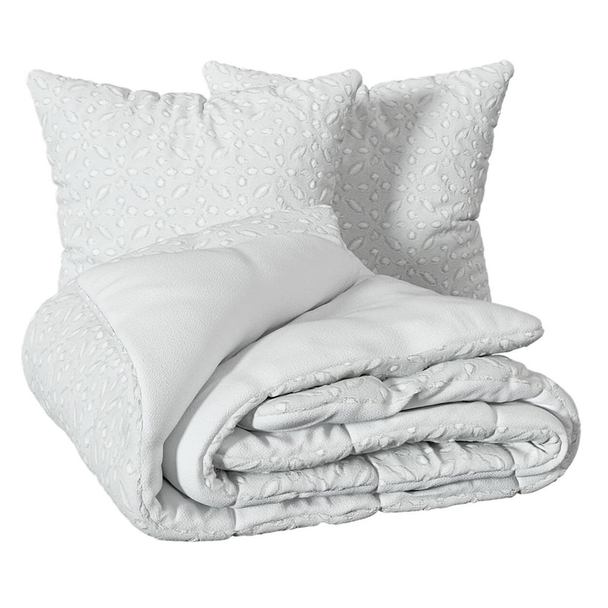 Voir la diapositive 2 : ATMOSPHERA Parure de lit jacquard 3 pièces  swan  260x240cm blanc