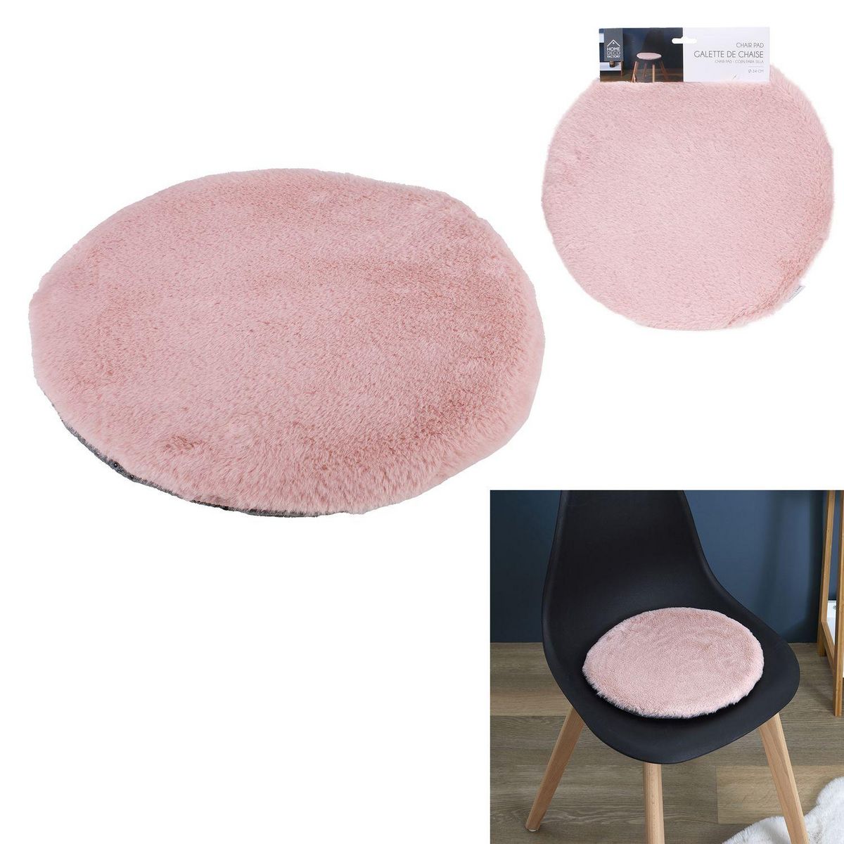 TOILINUX Lot de 6 galettes de chaises rondes - Diamètre 34 cm