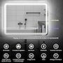 Voir la diapositive 6 : HOMCOM Miroir lumineux LED salle de bain Bluetooth 60x80cm - horloge numérique, antibuée, tactile, réglable - verre trempé 4 mm