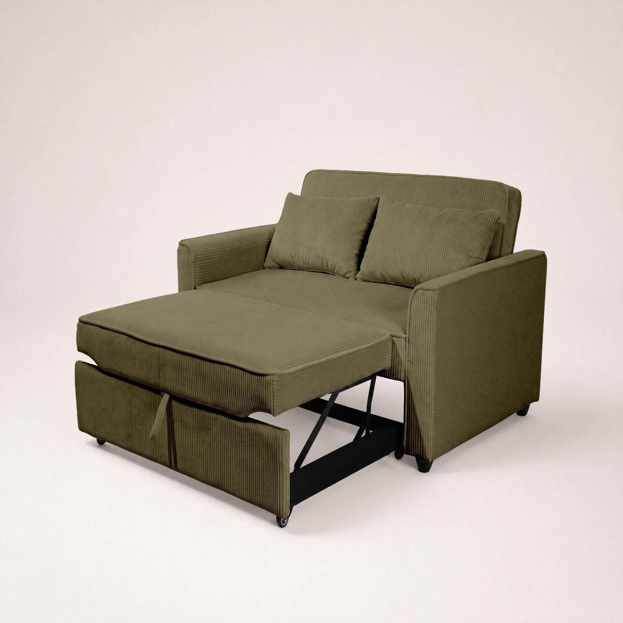 Voir la diapositive 4 : BEST MOBILIER Ernest - canapé droit 2 places convertible en velours côtelé
