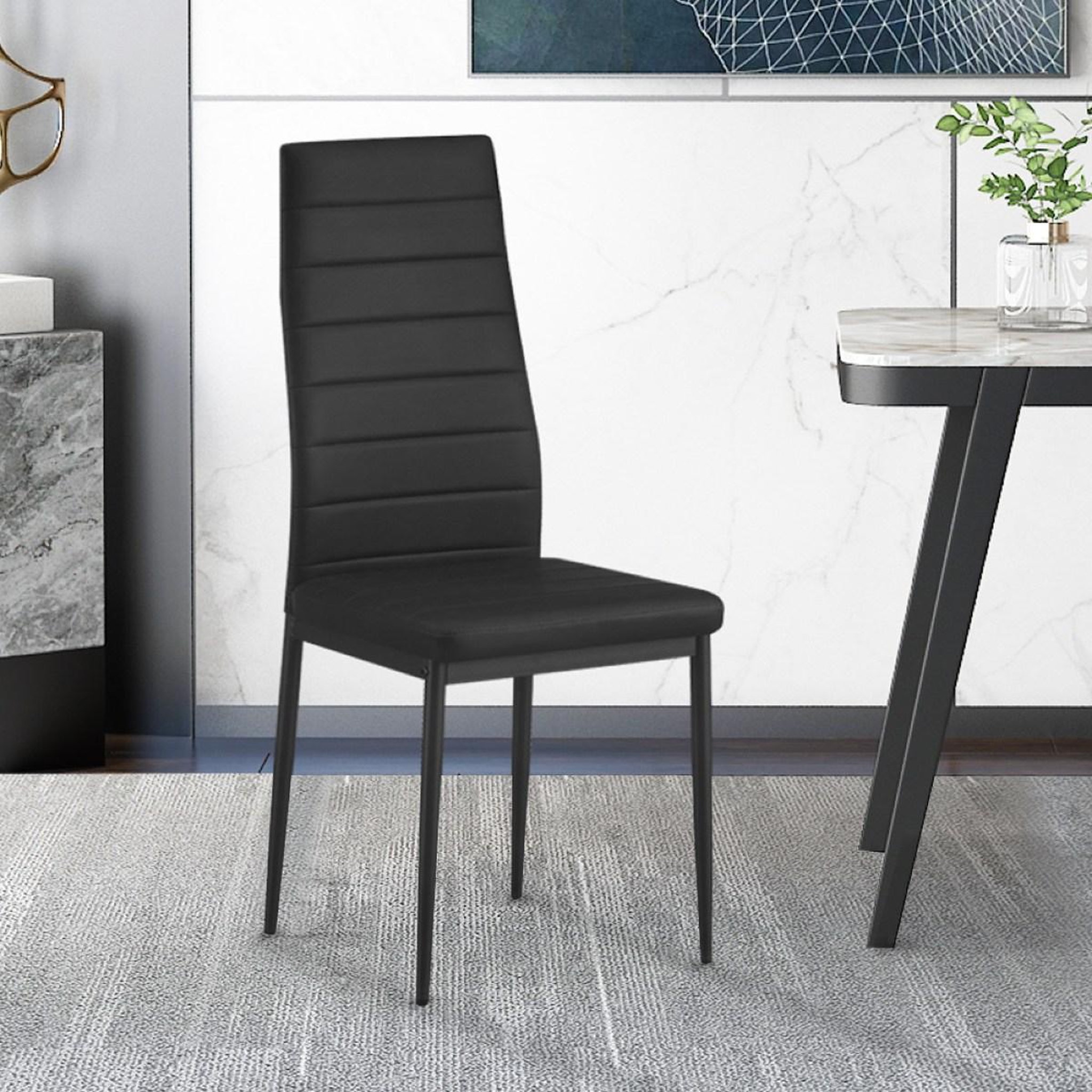 Voir la diapositive 2 : JLC KREATION Chaise moderne noire en pu oskar ( lot  de 4 )